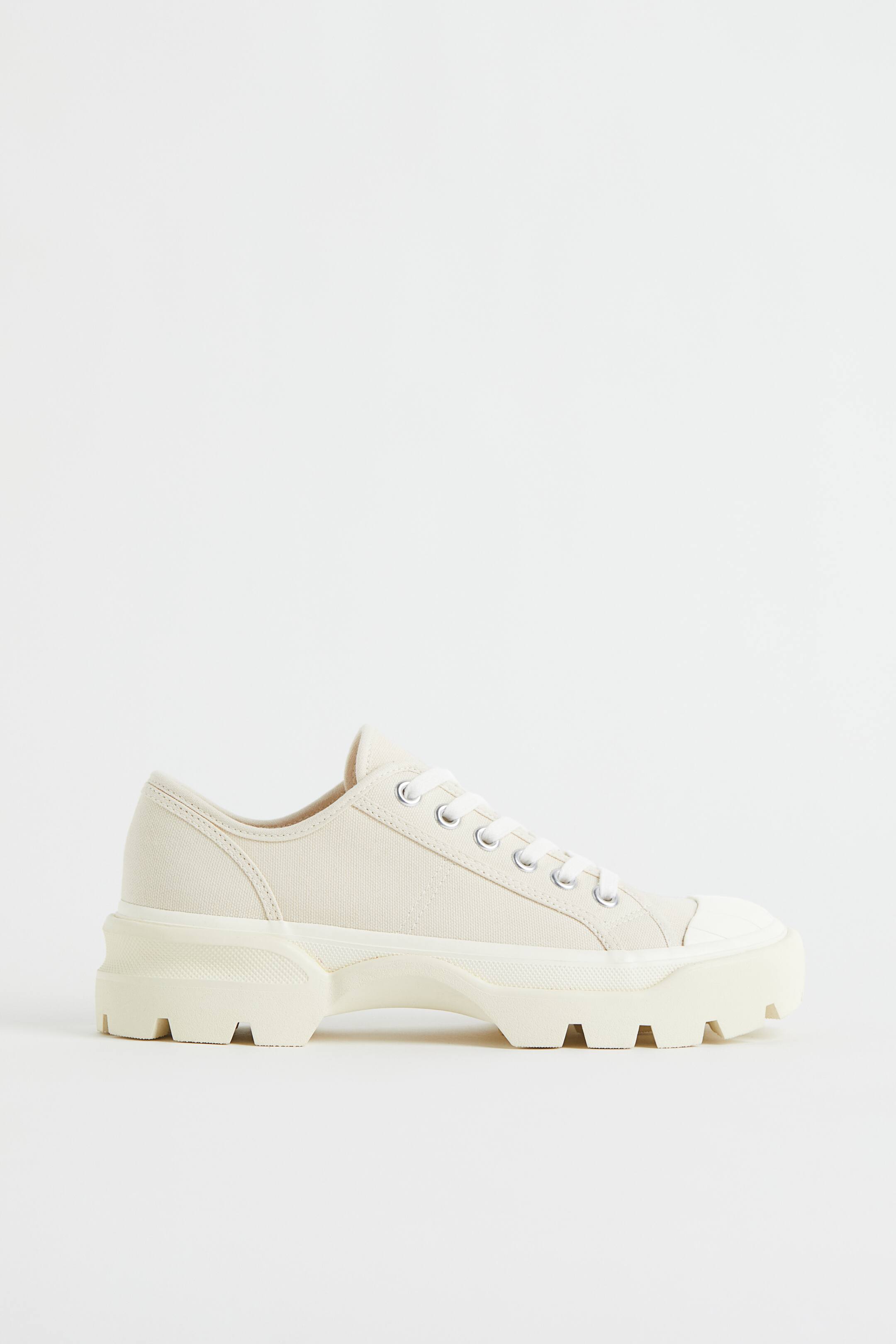 Chunky denim trainers No heel Cream Ladies H&M GB