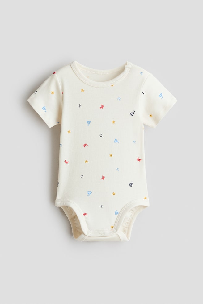 Printed bodysuit - Cream/Sailing boats/White/Leopard print/Light pink/Strawberries/Light beige/Bears - 1