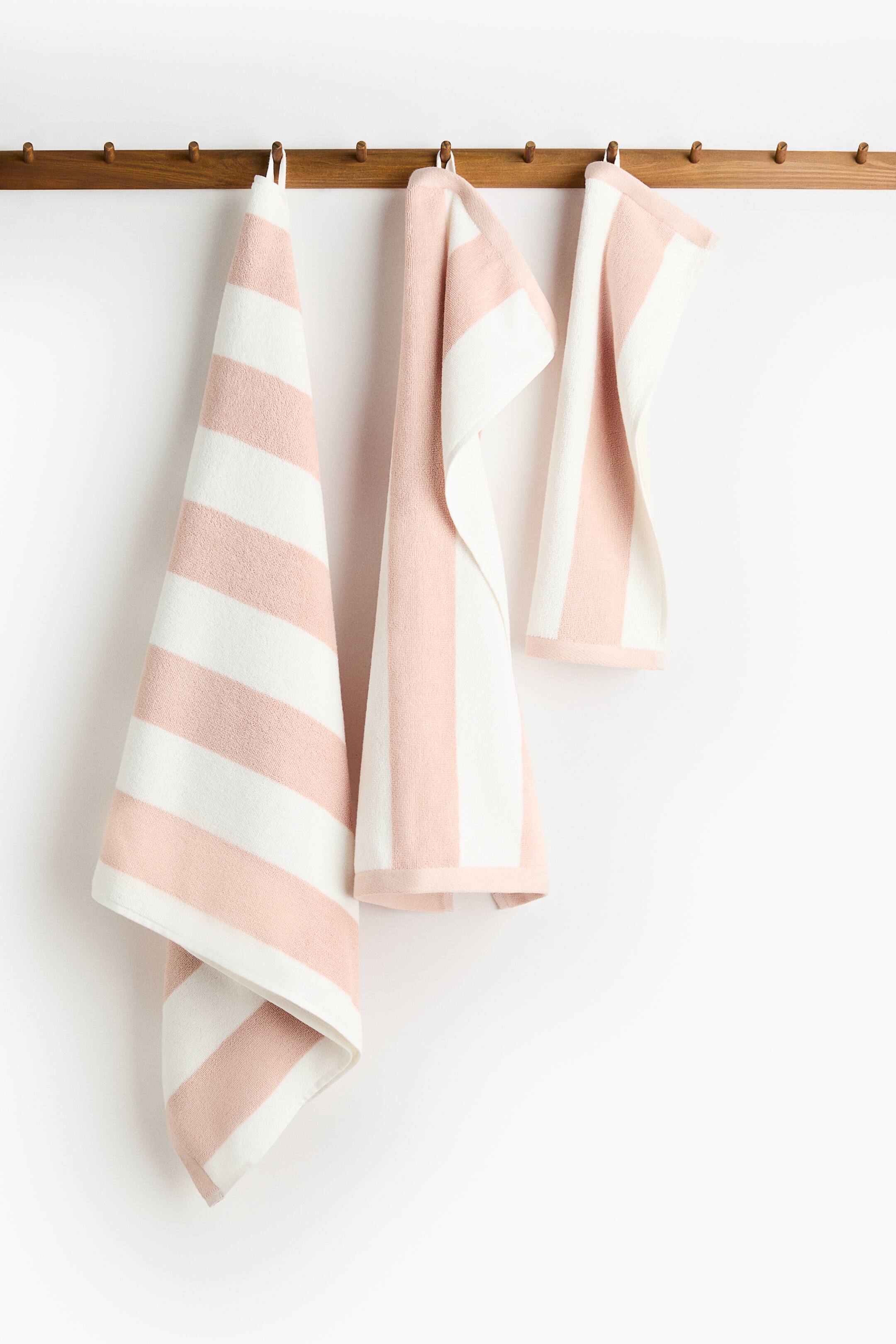 View larger image: Striped cotton terry guest towel - Powder pink/Striped - Home All | H&M IN 2