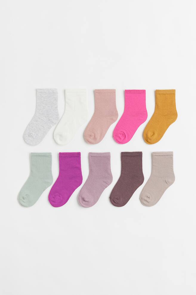 10-pack socks - Light purple/Light green/Pink/Grey/White/Black/Light purple/Pink