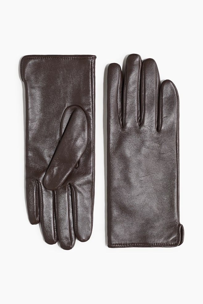Leather gloves - Dark brown - 1