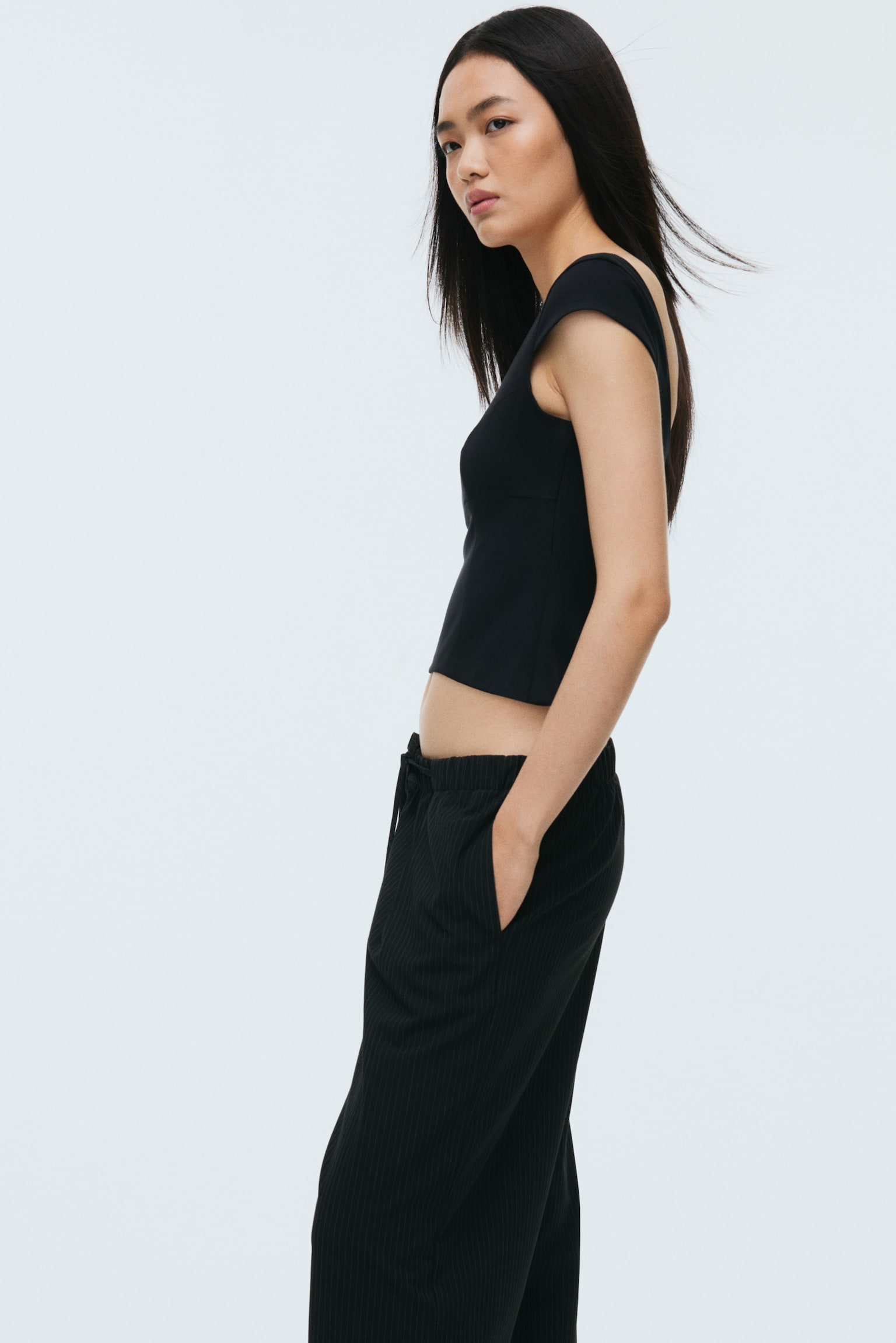 Pull-on trousers - Black/Pinstriped/Black/Checked/Light blue/Checked - 5