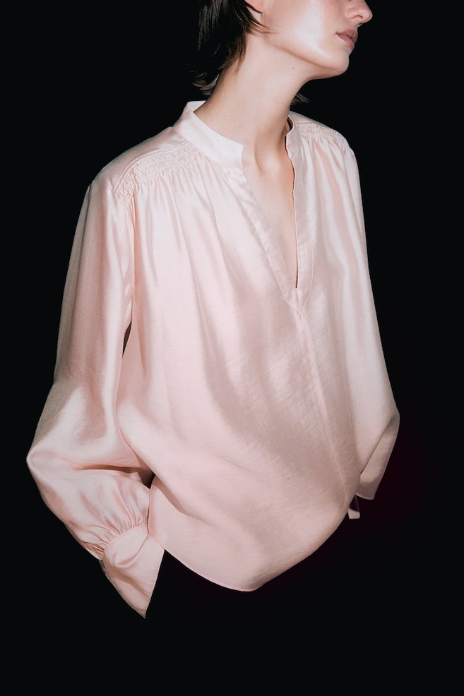 Lyocell popover blouse - Powder pink/Cream - 1