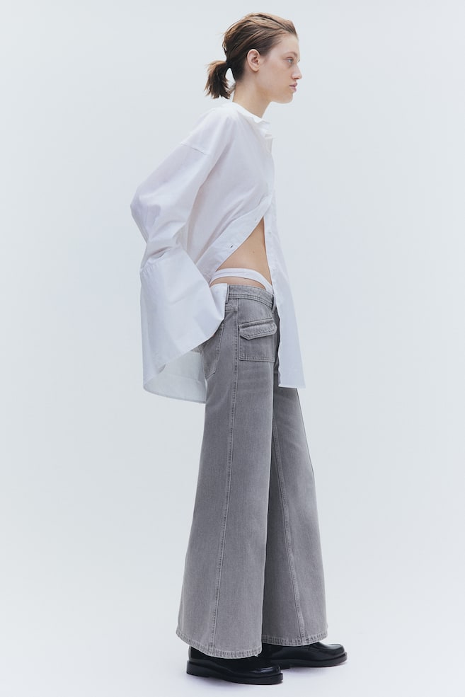 Wide Regular Jeans - Grau/Blasses Denimblau/Schwarz - 5