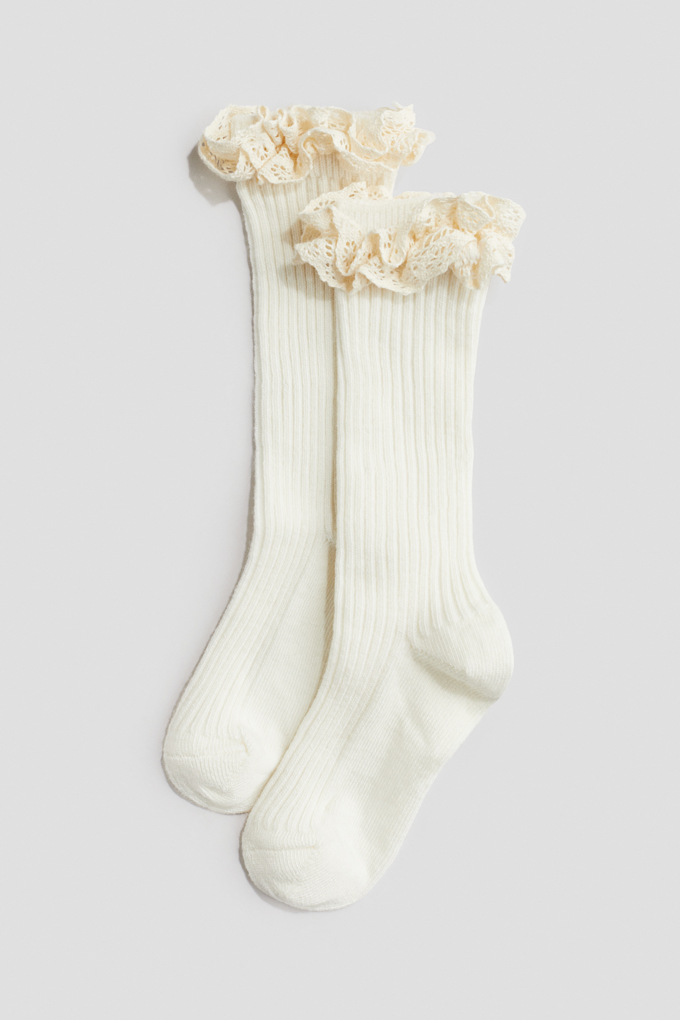 Socken mit Häkelvolants - Cremefarben