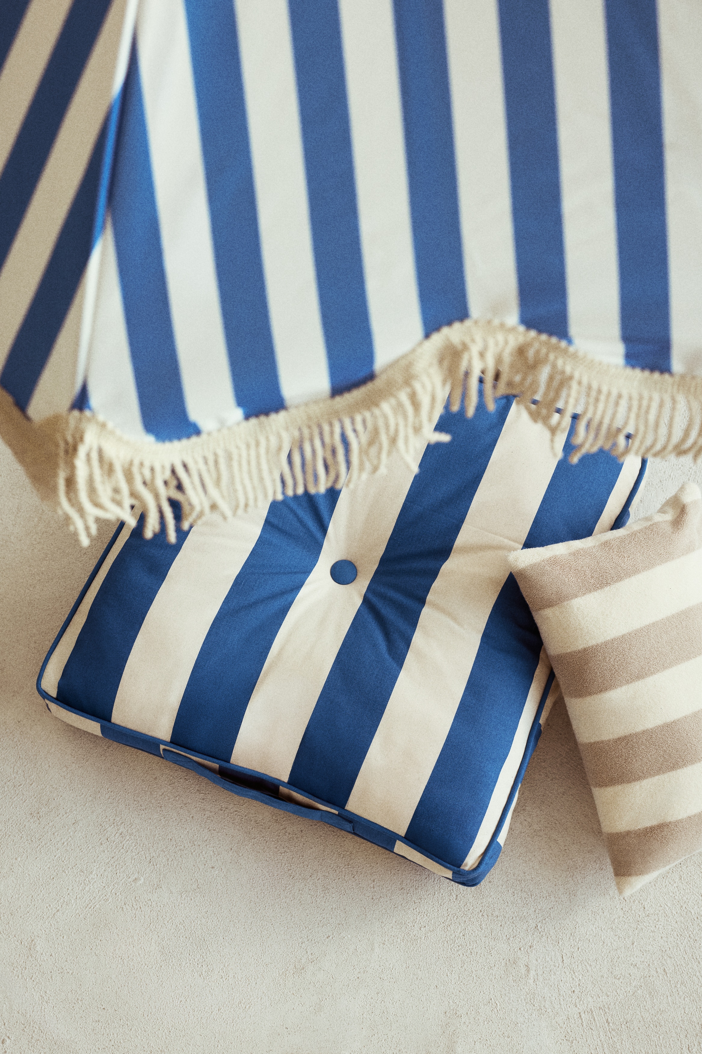 Cuscino da pavimento da esterni - Blu/righe/Beige/righe/Grigio scuro/righe