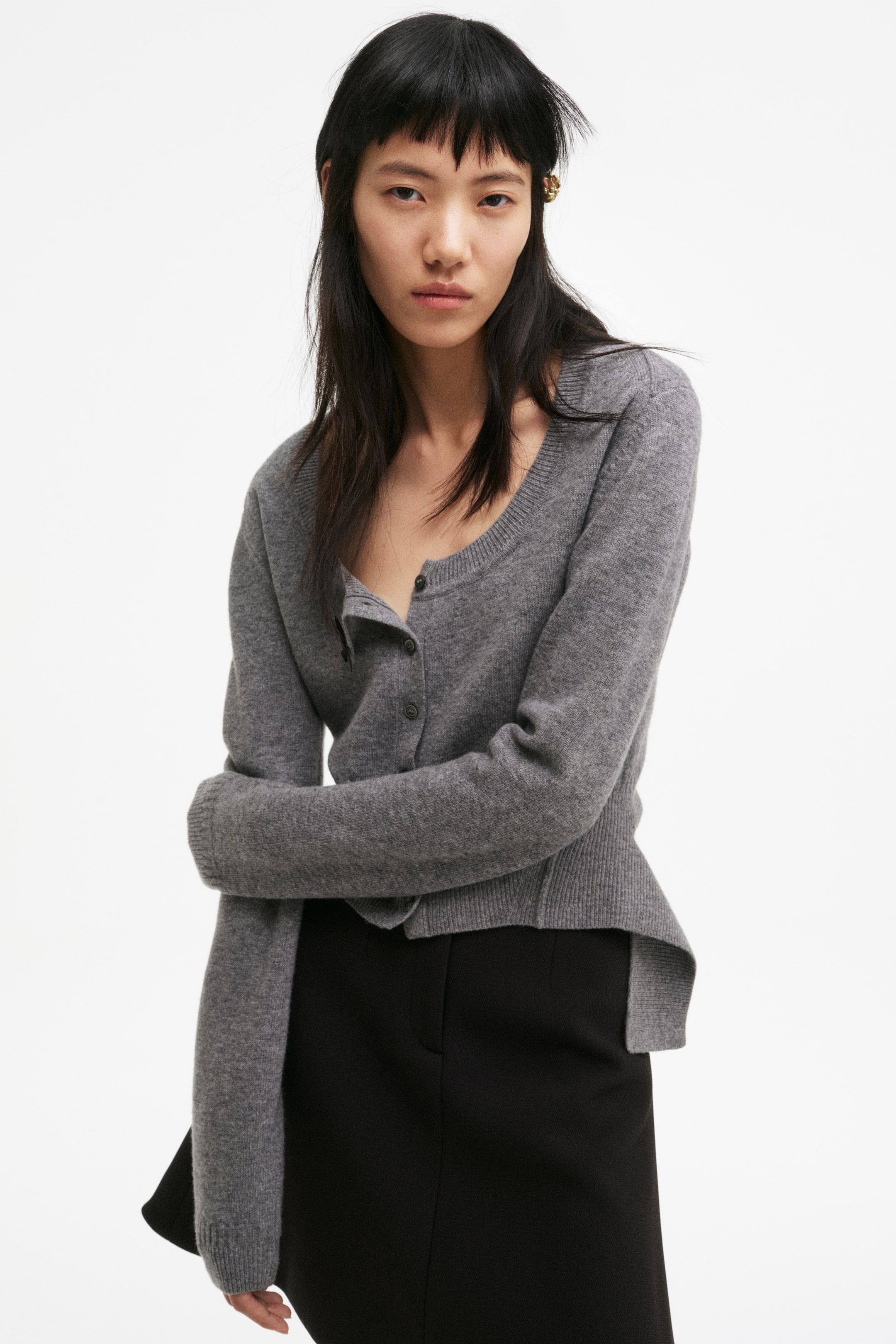 View larger image: Wool cardigan - Grey marl - Ladies | H&M 1