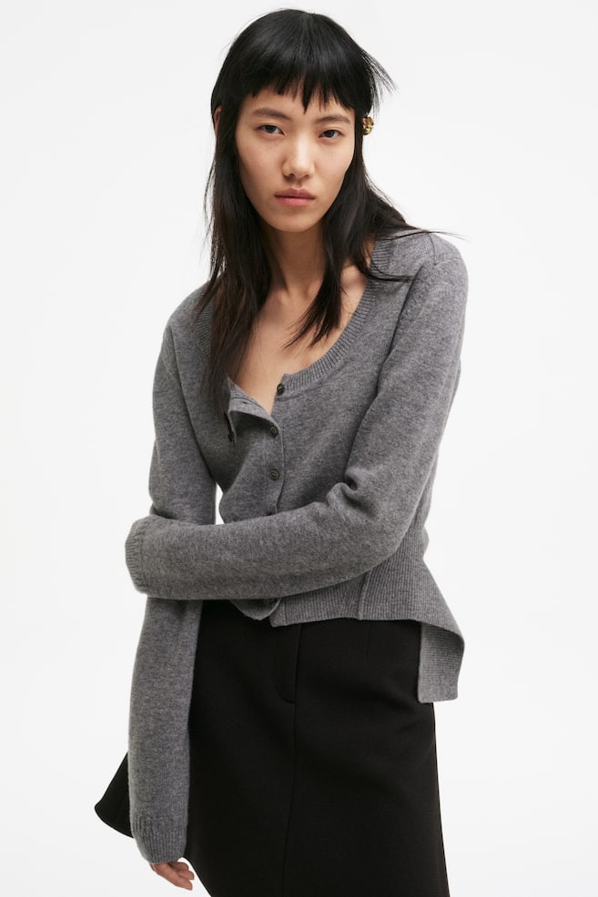 Wool Cardigan - Gray melange - 2