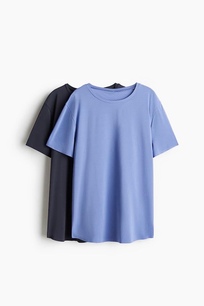 2-pack sports T-shirts with DryMove™ - Dark blue/Light blue - 1