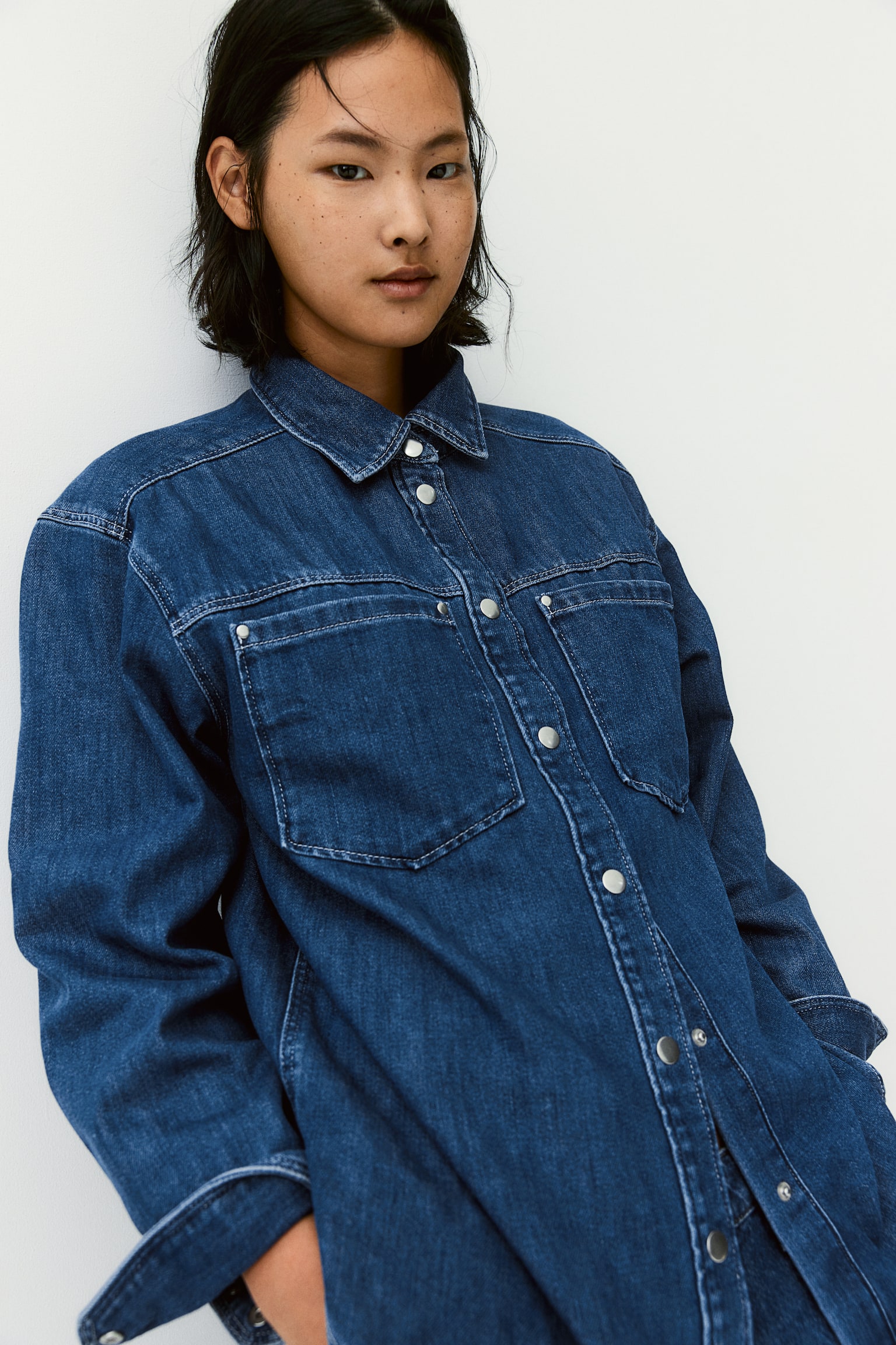 Loose denim shirt - Denim blue/Denim grey - 7