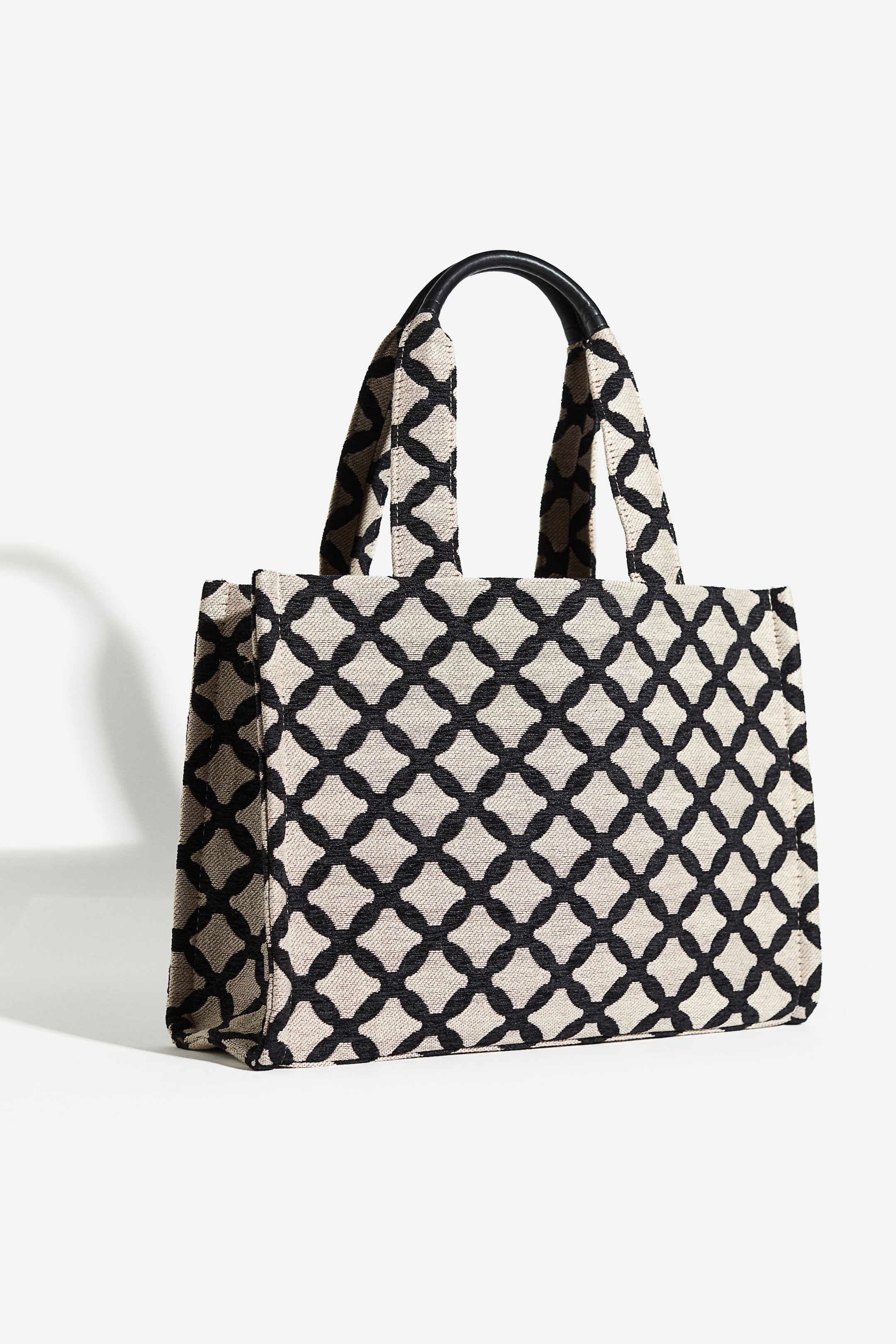 Cotton-blend Tote Bag - Beige/black patterned - Ladies | H&M US