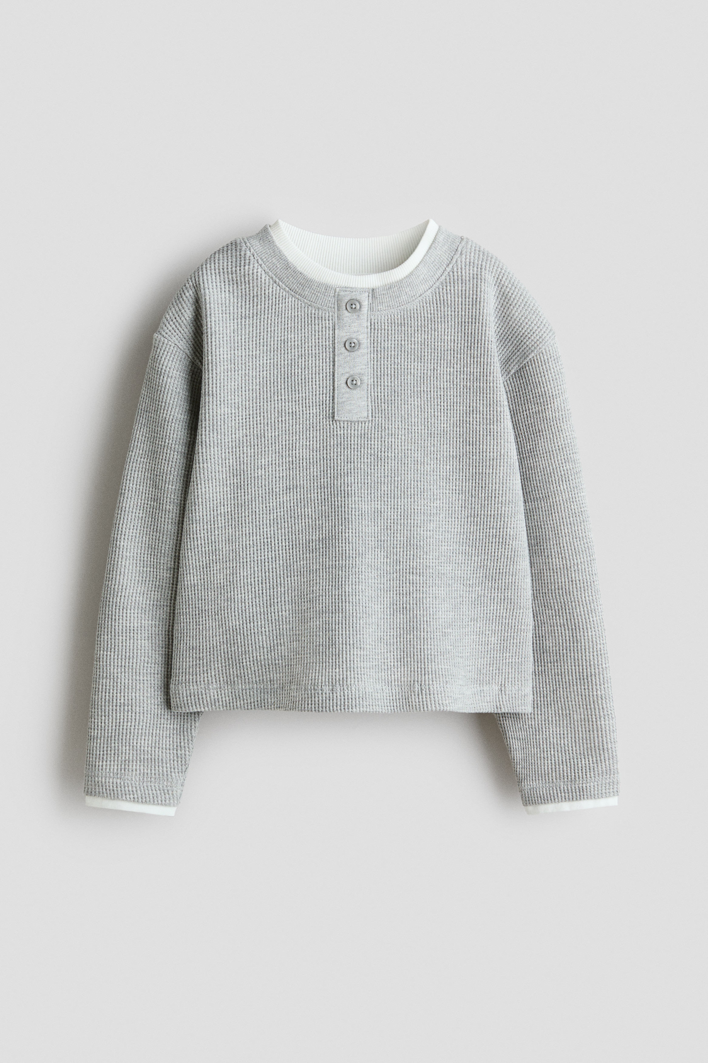 Layered-look waffled T-shirt - Grey/White/Black/White