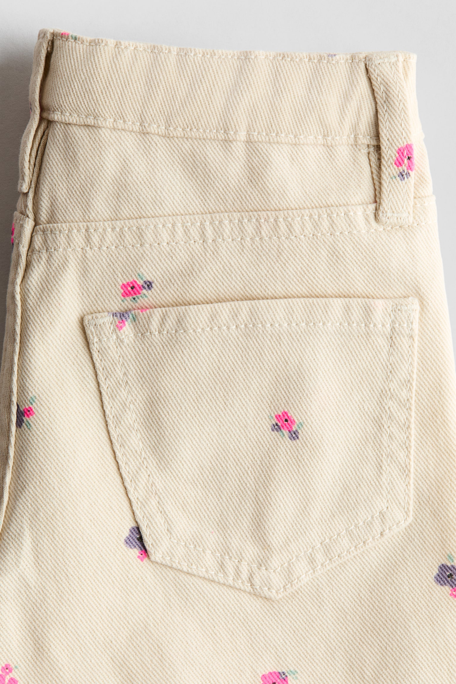 Printed cotton twill shorts - Beige/Floral/Purple/Floral - 3