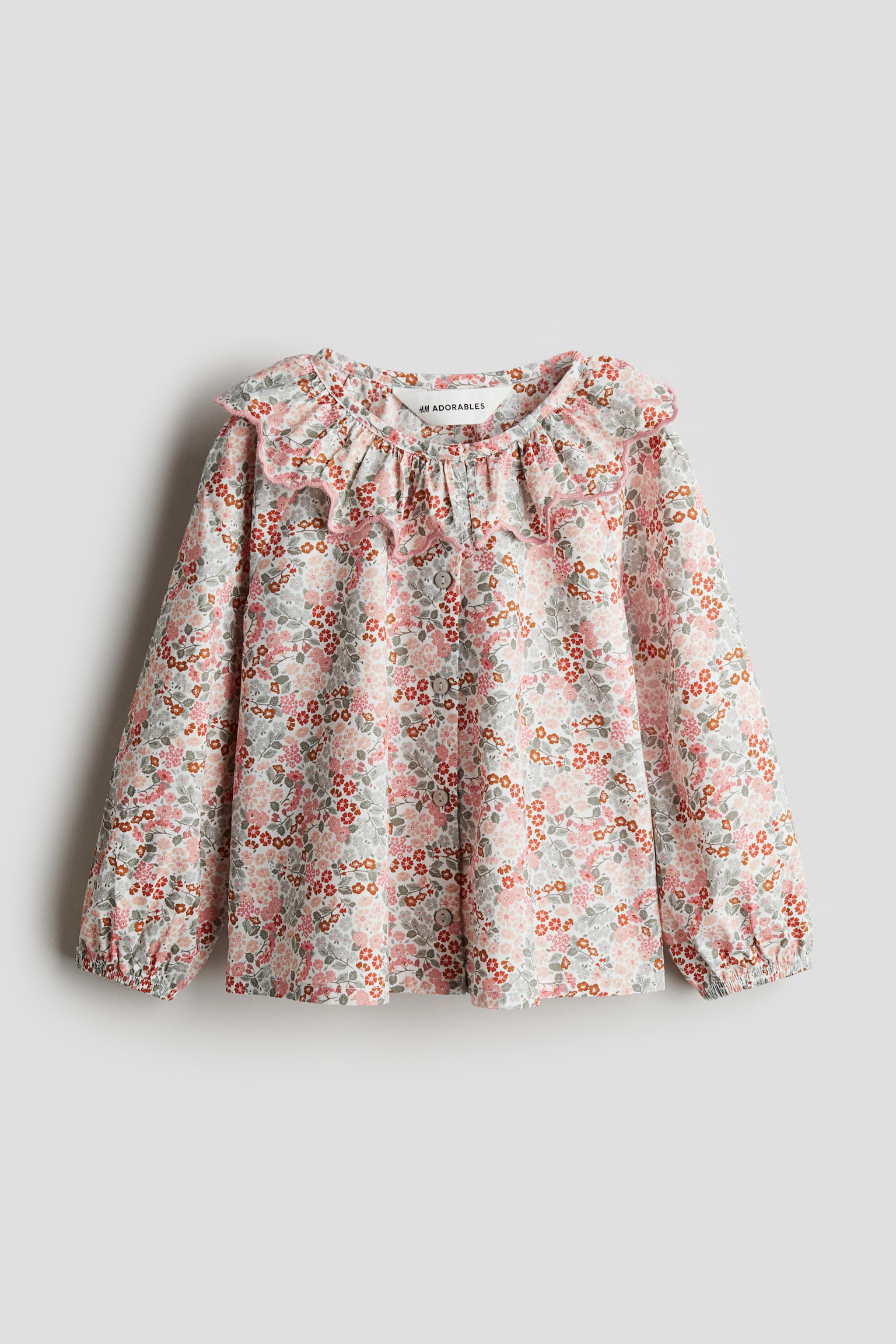 Collared poplin blouse - Pink/Floral - 1