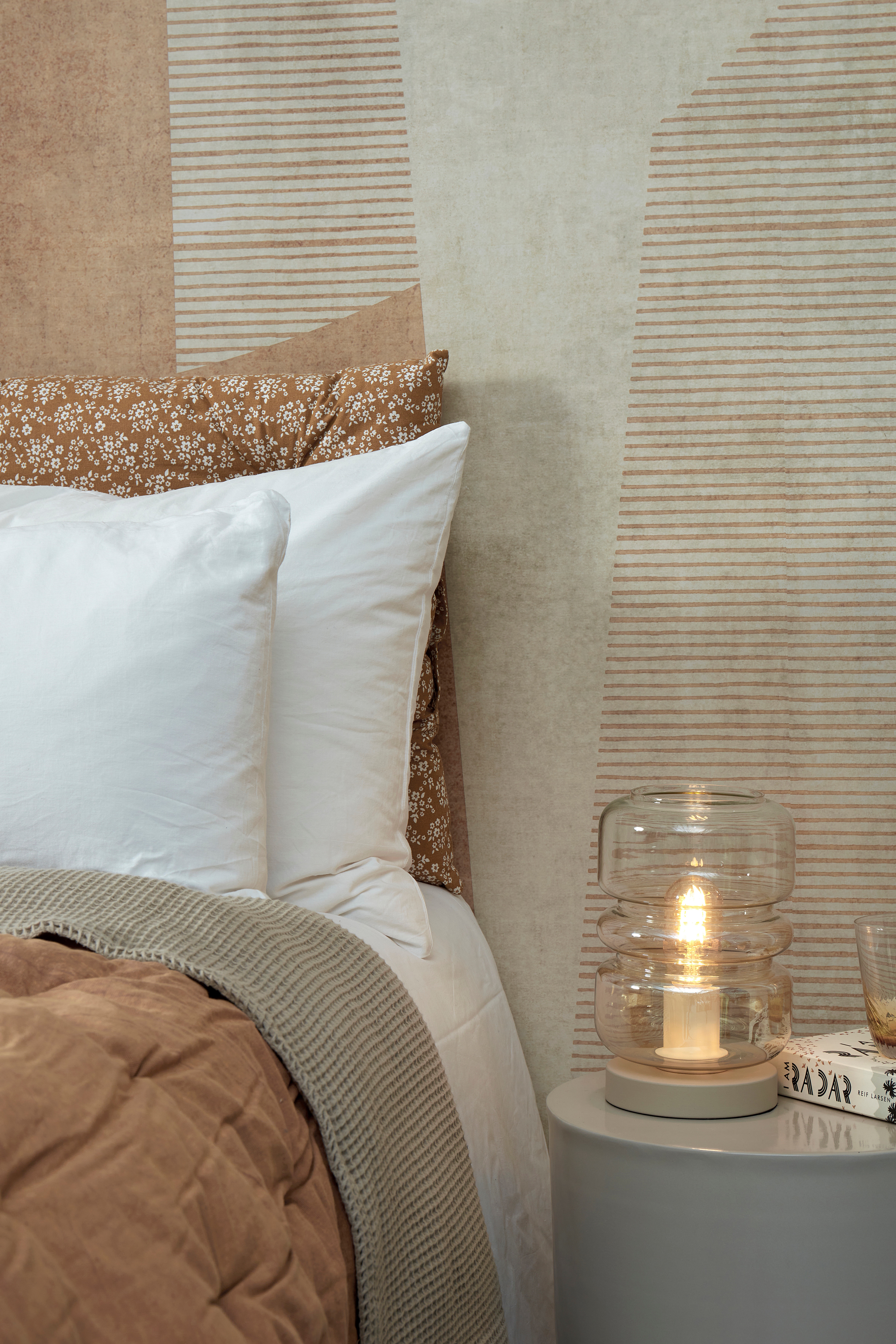 Verona Tafellamp - Amberbruin/Licht Grijs/Wit