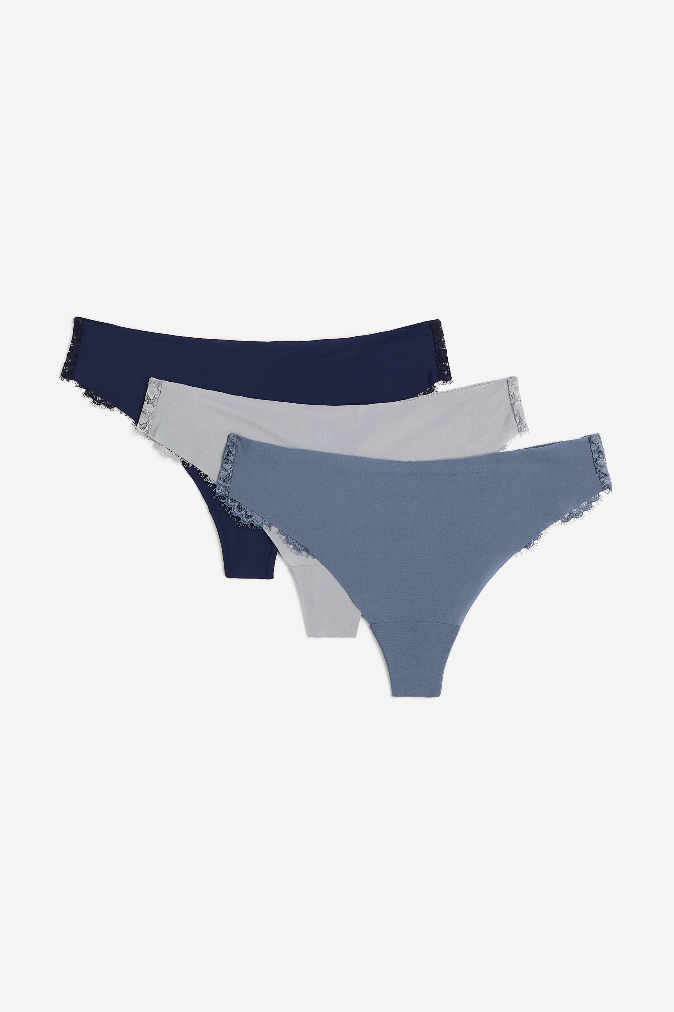 Xem ảnh lớn hơn: Bộ 3 quần lót kiểu Brazil không lộ - Xanh đậm/Xanh nhạt/Xanh dương - Ladies | H&M VN 1