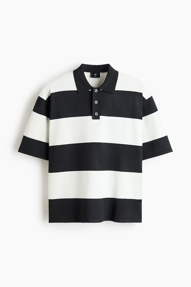 Loose-Fit Polo Shirt - Black/white striped/Green/striped/Ivory/color block/Black/color block - 1