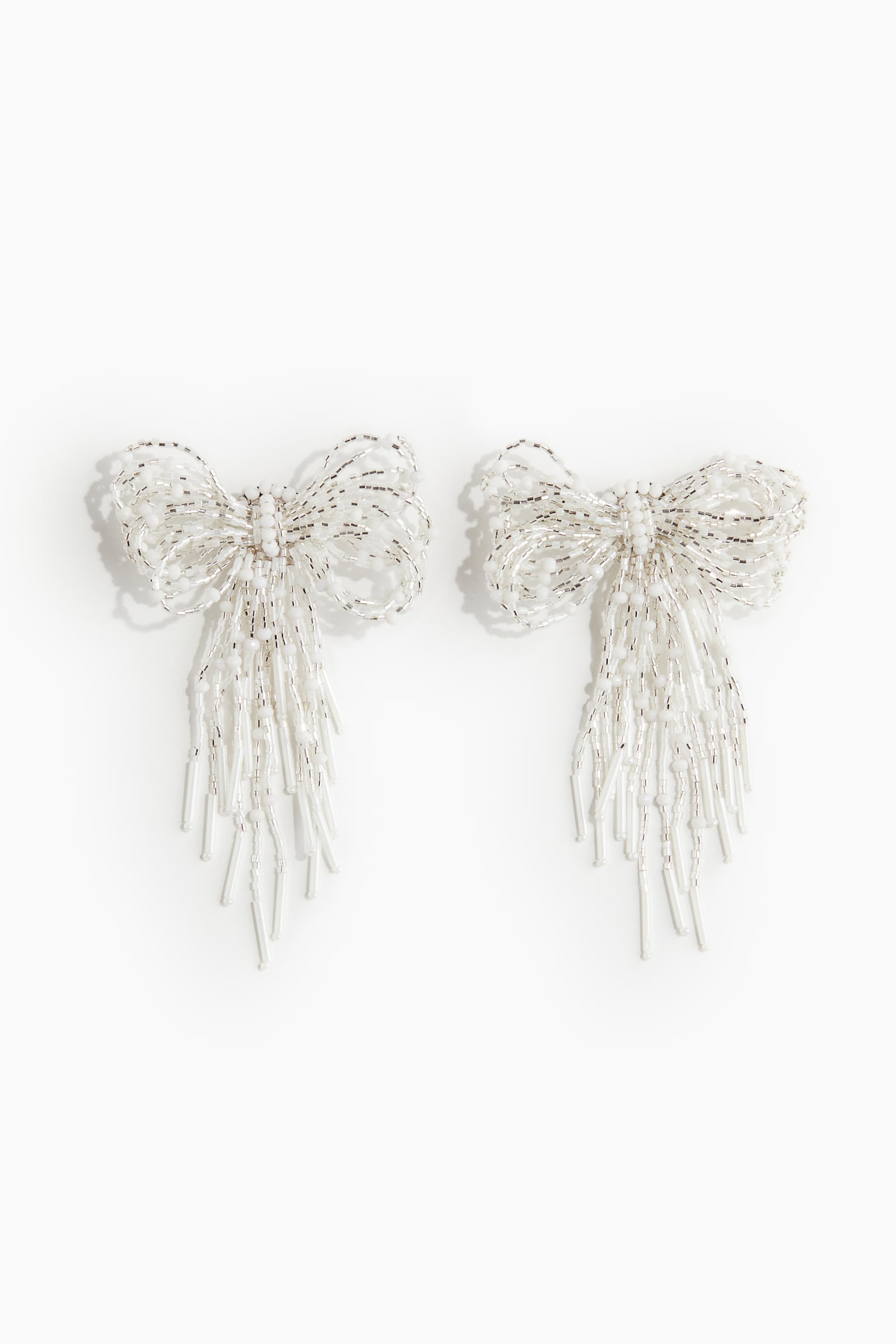 Bow-shaped earrings - White/Black - 2