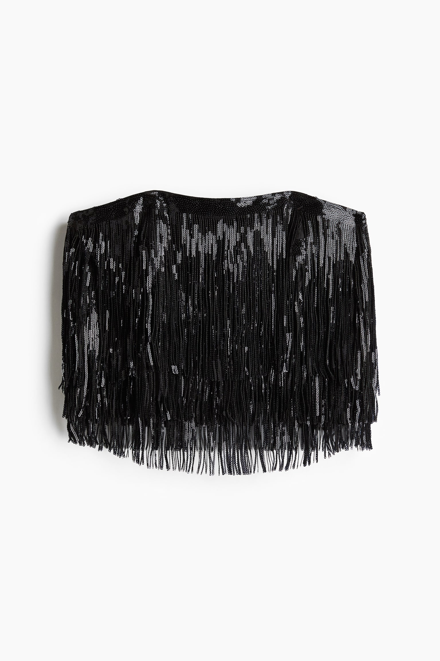 Sequin-fringed bandeau top - Black - 2