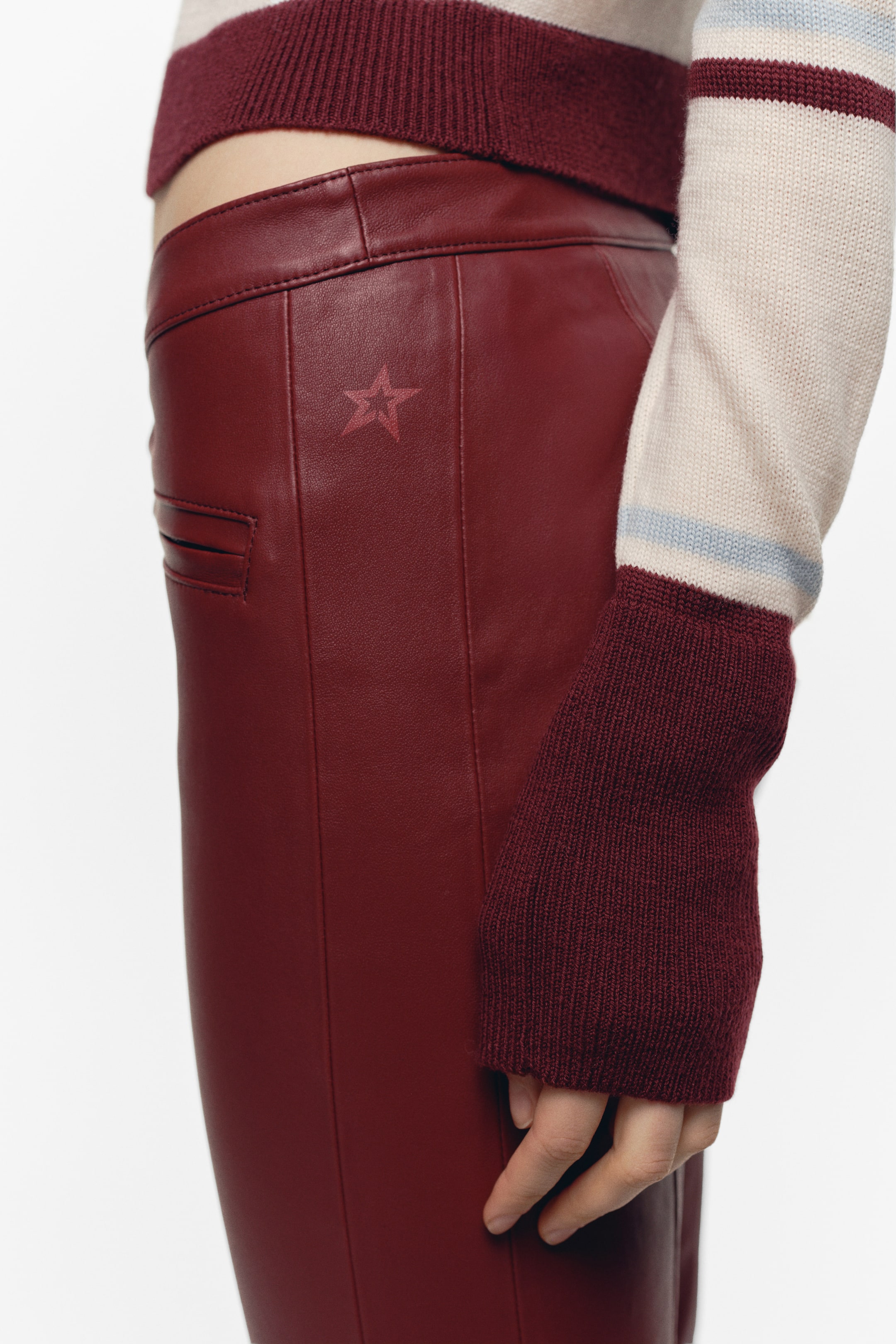 Büyük resmi görüntüle: Deri Pantolon - Bordo - KADIN | H&M TR 3