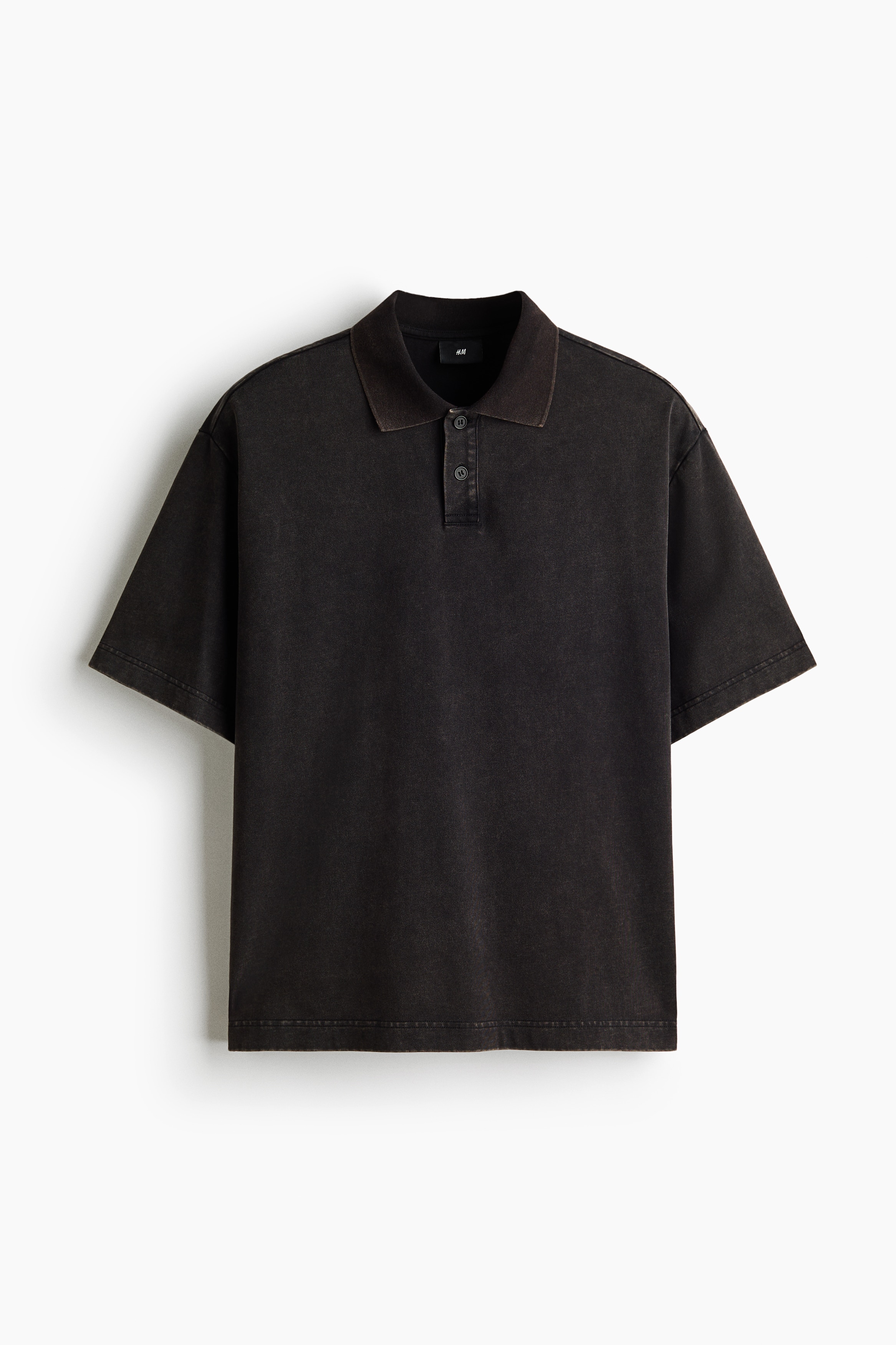 Loose Fit Cotton polo shirt - Black/Plum purple/Khaki green