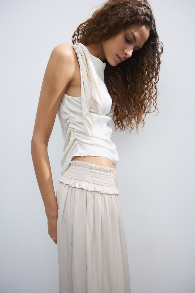 Tasseled Maxi Skirt - Light beige/Black/Dark beige - 3