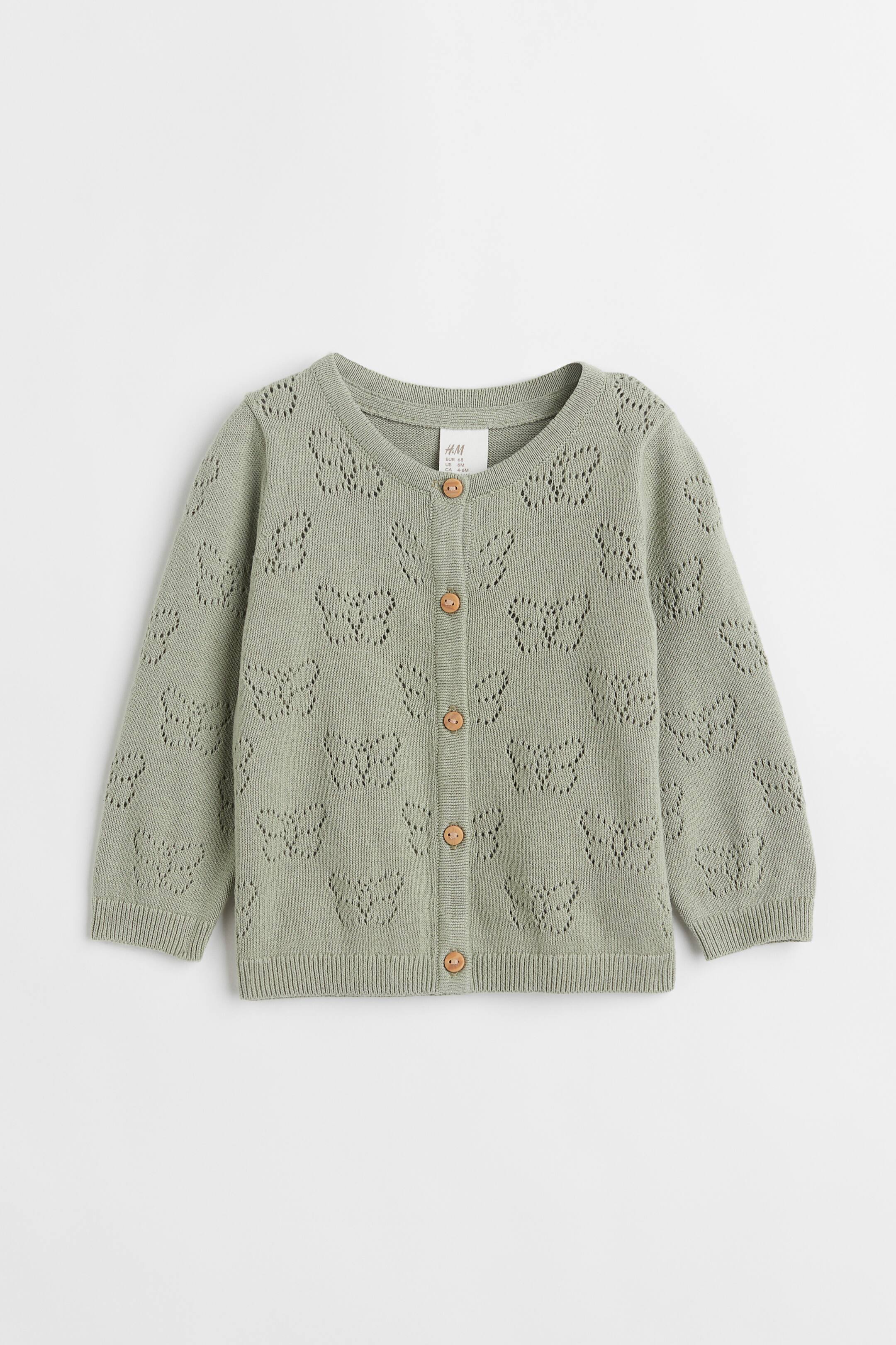 查看大圖: 棉質網紗花式鉤織開襟衫 - 卡其綠 - Kids | H&M 1