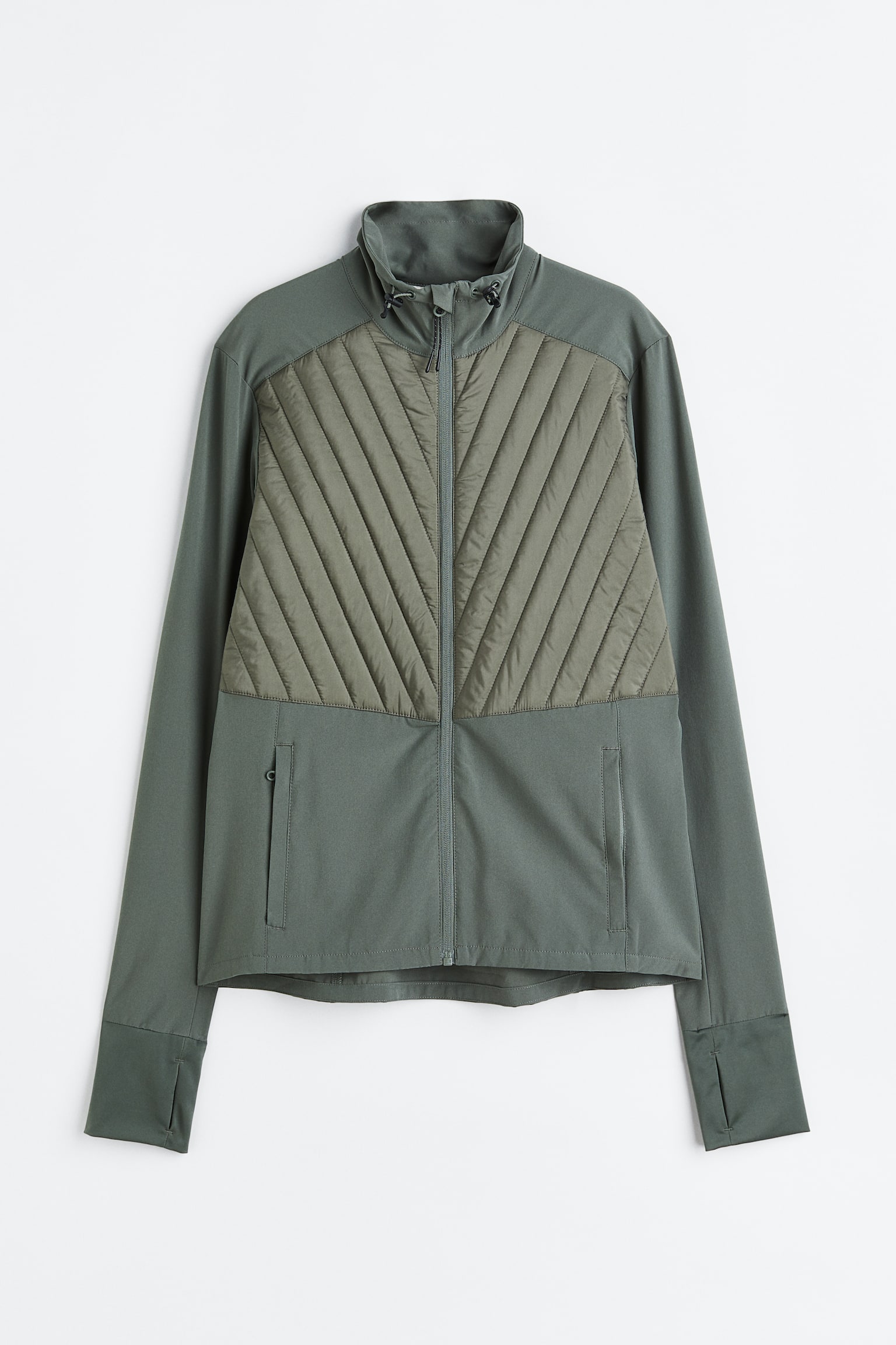 Slim Fit Running Jacket - Dark khaki green/Light beige/Black - 1