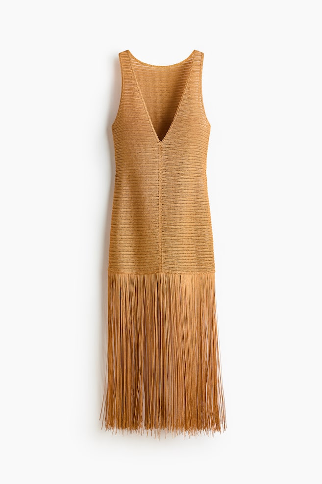 Robe de plage frangée - Jaune moutarde - 1