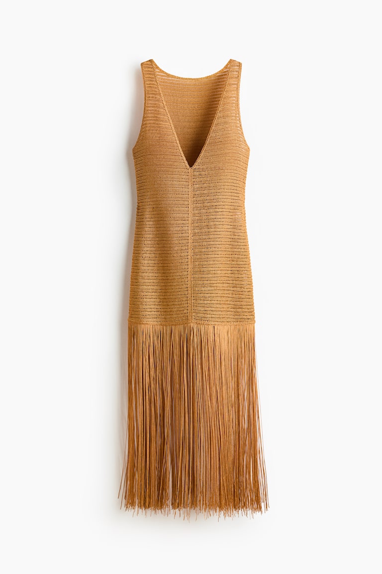 Women's Mustard yellow Beach Dress with Fringe | H&M US