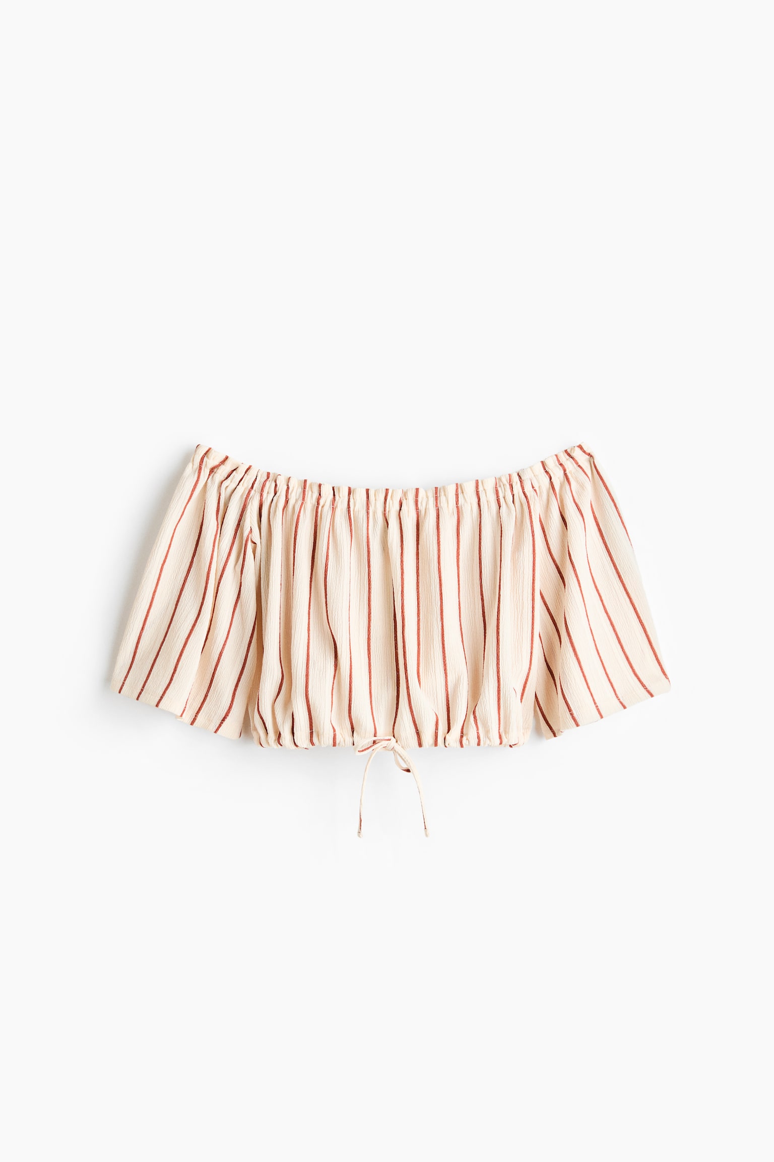 Crinkled Off-the-Shoulder Top - Cream/striped/Black - 1