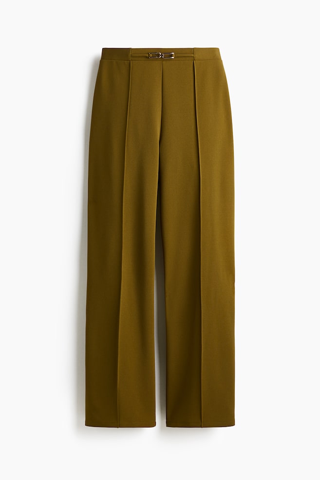 Belt-detail trousers - Olive green/Brown - 1