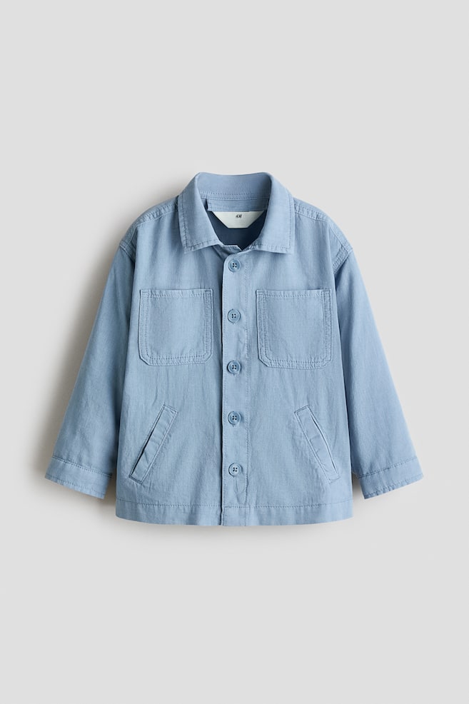 Linen-blend shacket - Light dusty blue/Light brown - 1