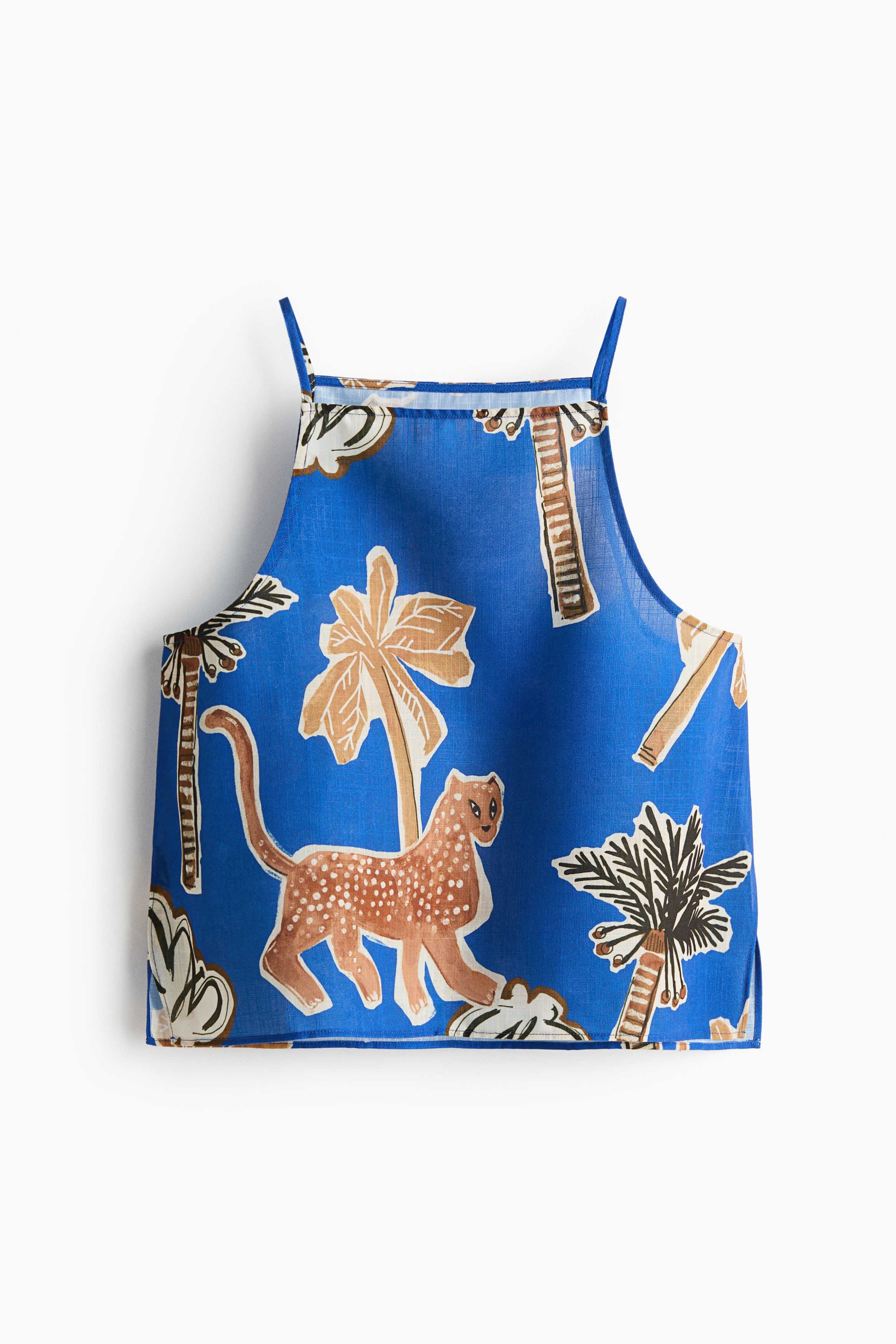 Top de alças curto - Azul/Palmeiras/Castanho/Leopardo