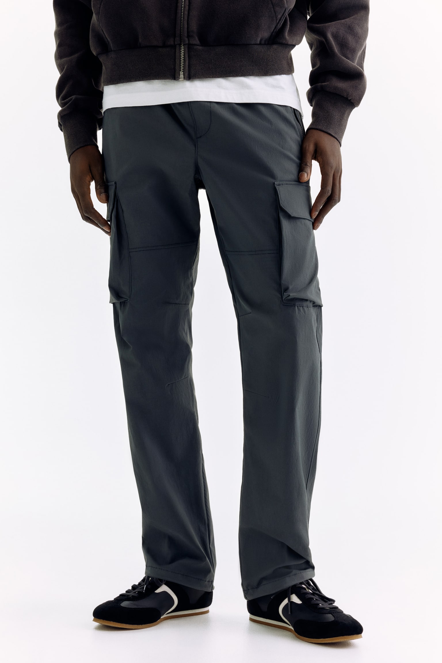 Regular Fit Nylon cargo trousers - Dark grey/Black - 7