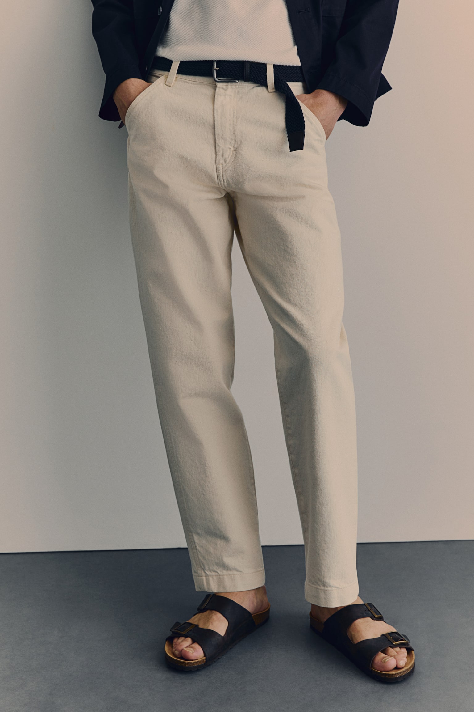 Regular Fit Worker Pants - Cream/Navy blue/Khaki green - 7