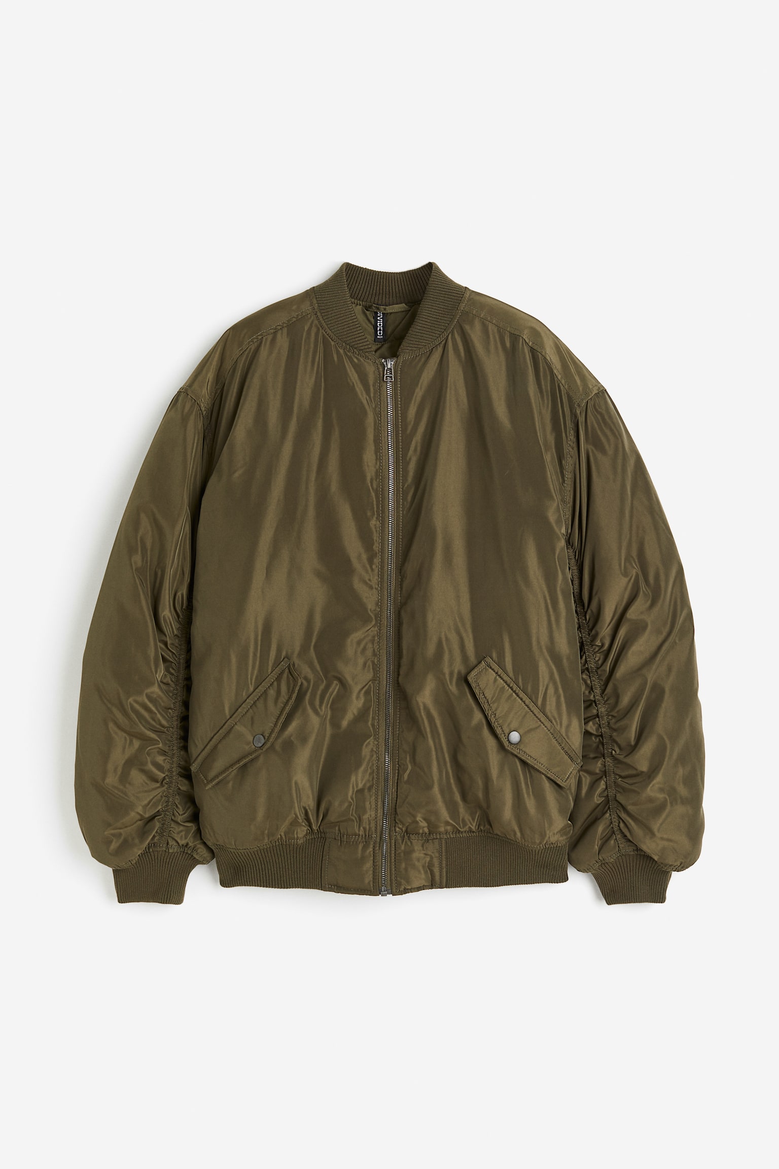 Oversized bomber jacket - Dark khaki green/Dark beige - 1