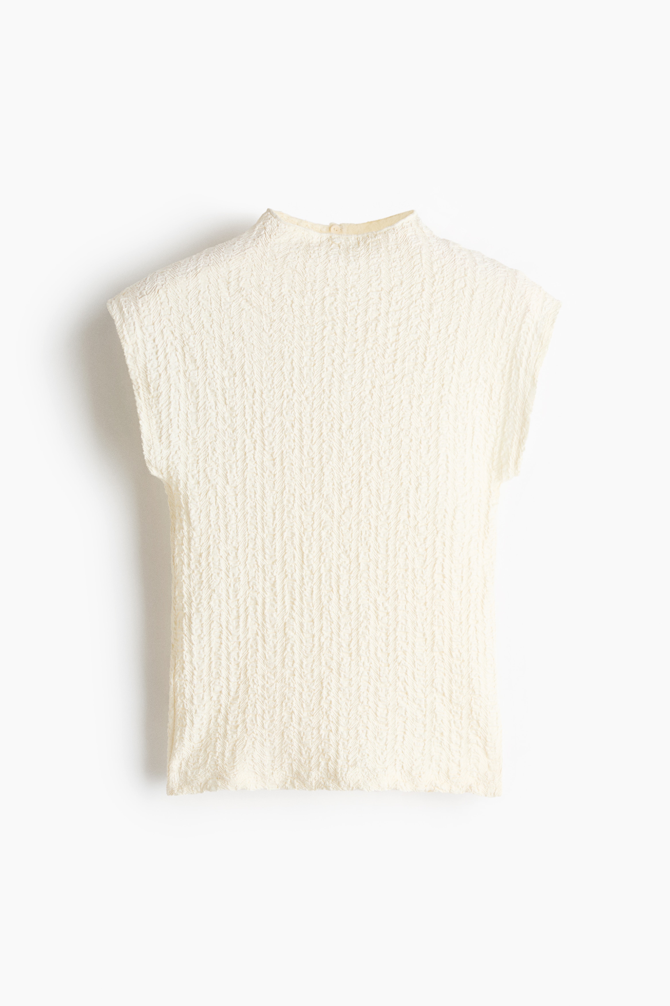 Textured jersey top - Cream/Black
