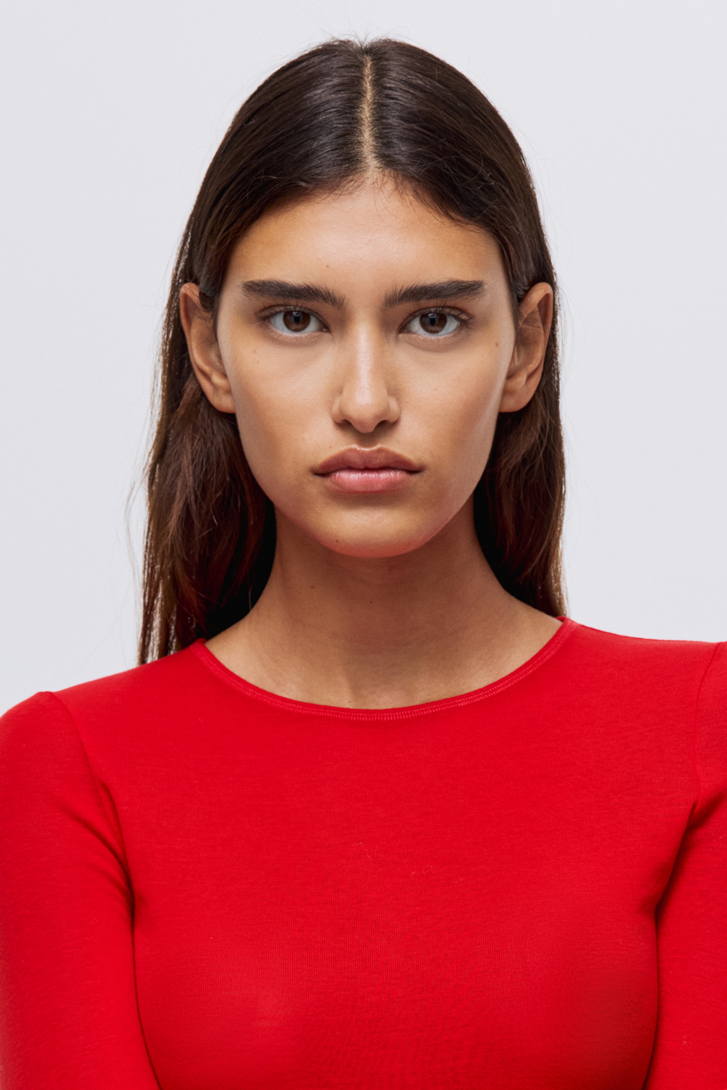 Ladies - Red Pima cotton top - Size: L  - H&M