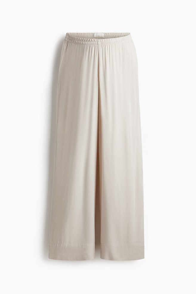 MAMA Pantalón recto de sarga - Beige claro/Verde caqui oscuro - 1