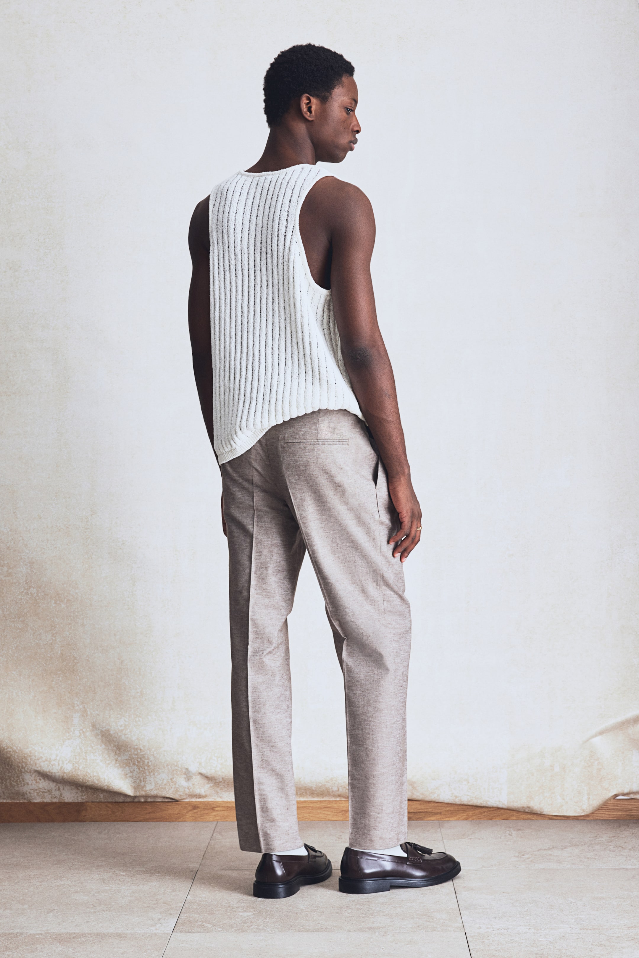 Regular-Fit Tailored Linen-Blend Pants