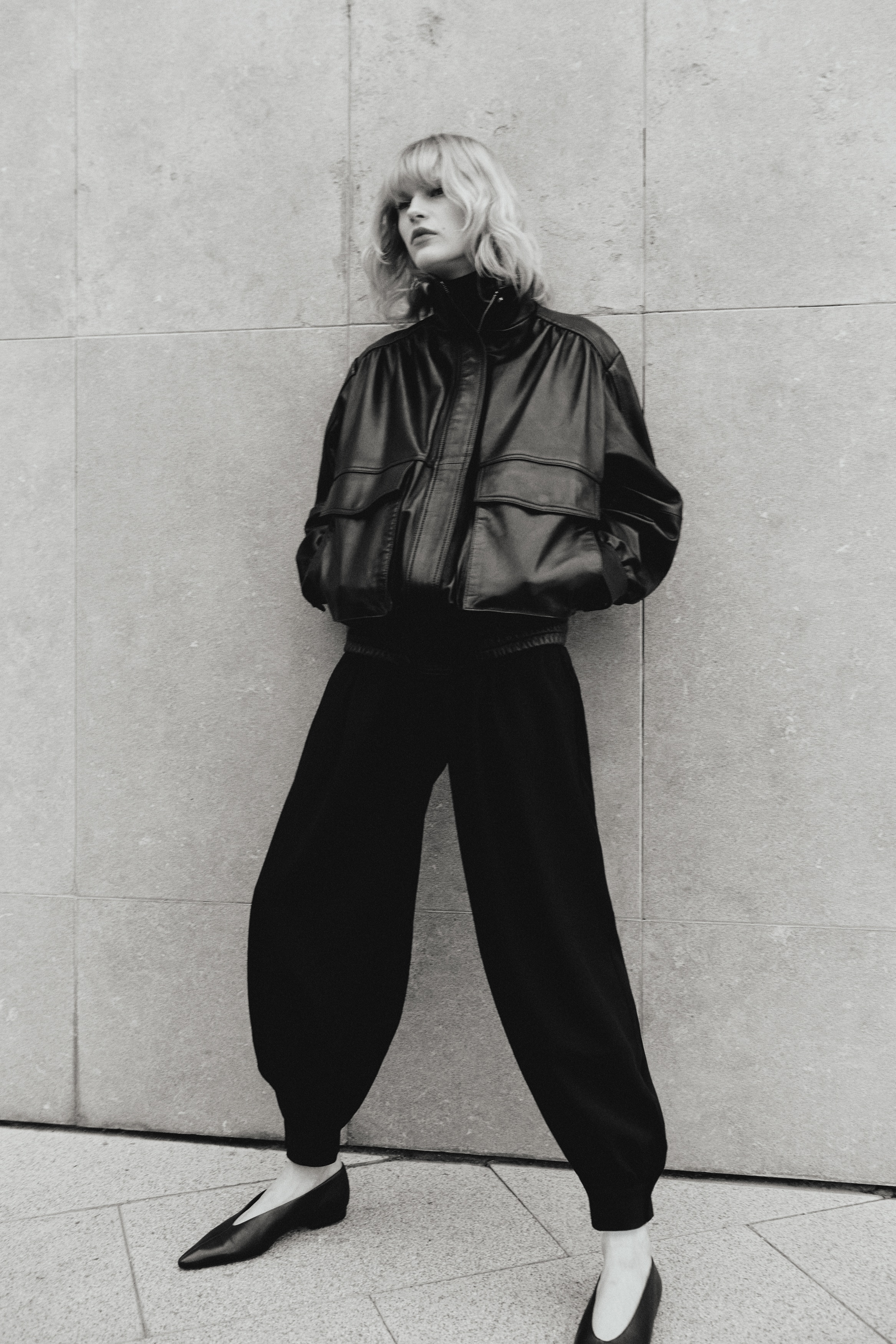 Bandplooibroek met ballonpijpen - Zwart/Grijs gemêleerd