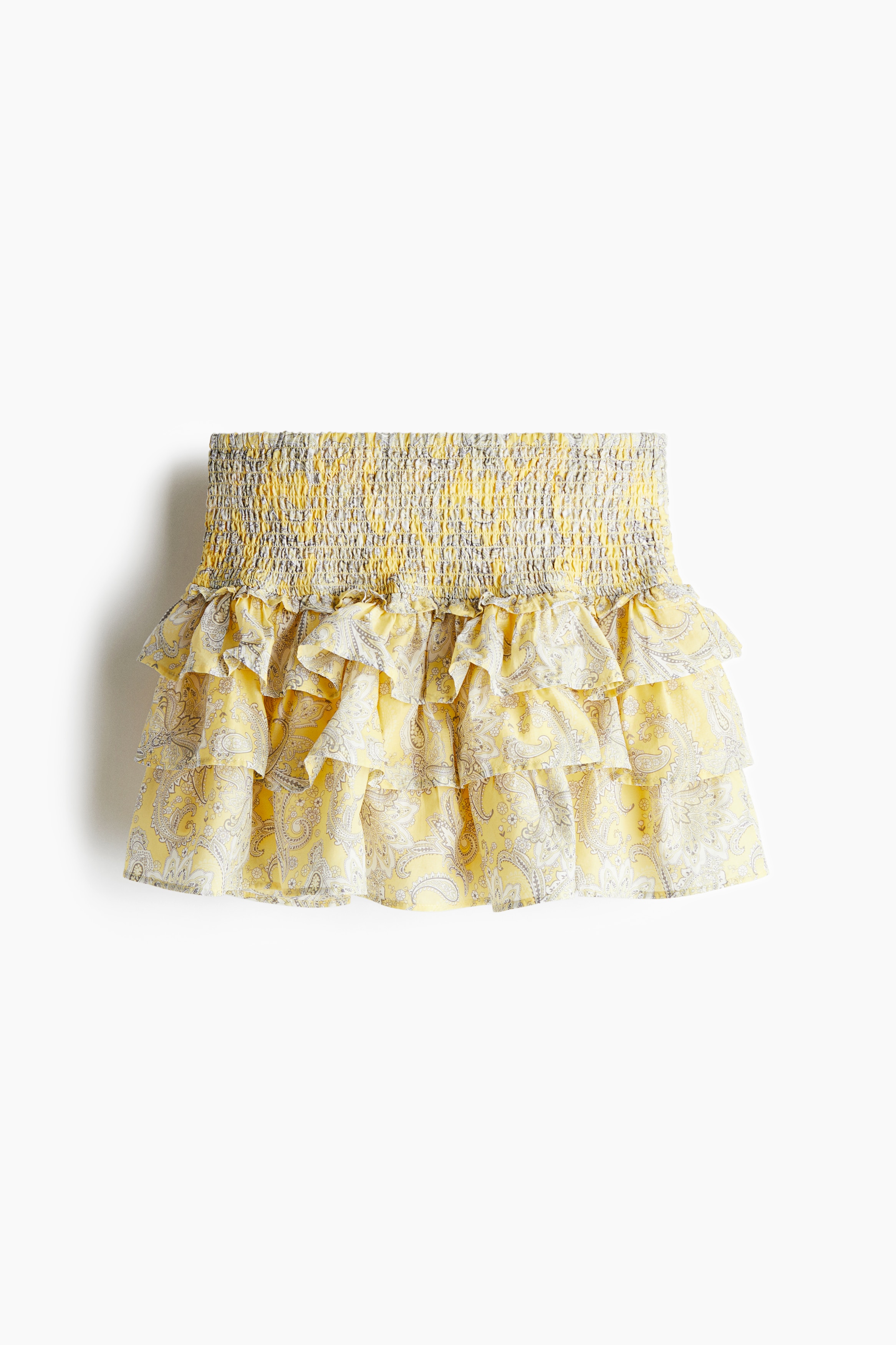 Minigonna a balze - Giallo chiaro/motivi cashmere/Bianco/Giallo chiaro/fiori