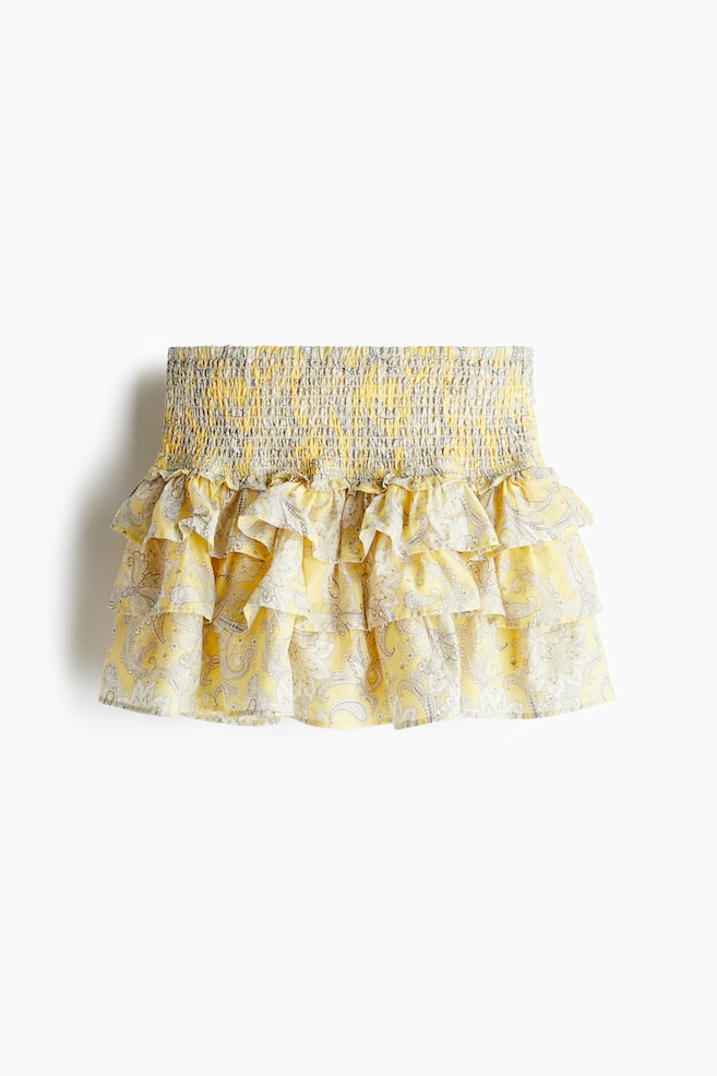 Tiered mini skirt - Light yellow/Paisley-patterned/Dusty pink/Patterned - 1