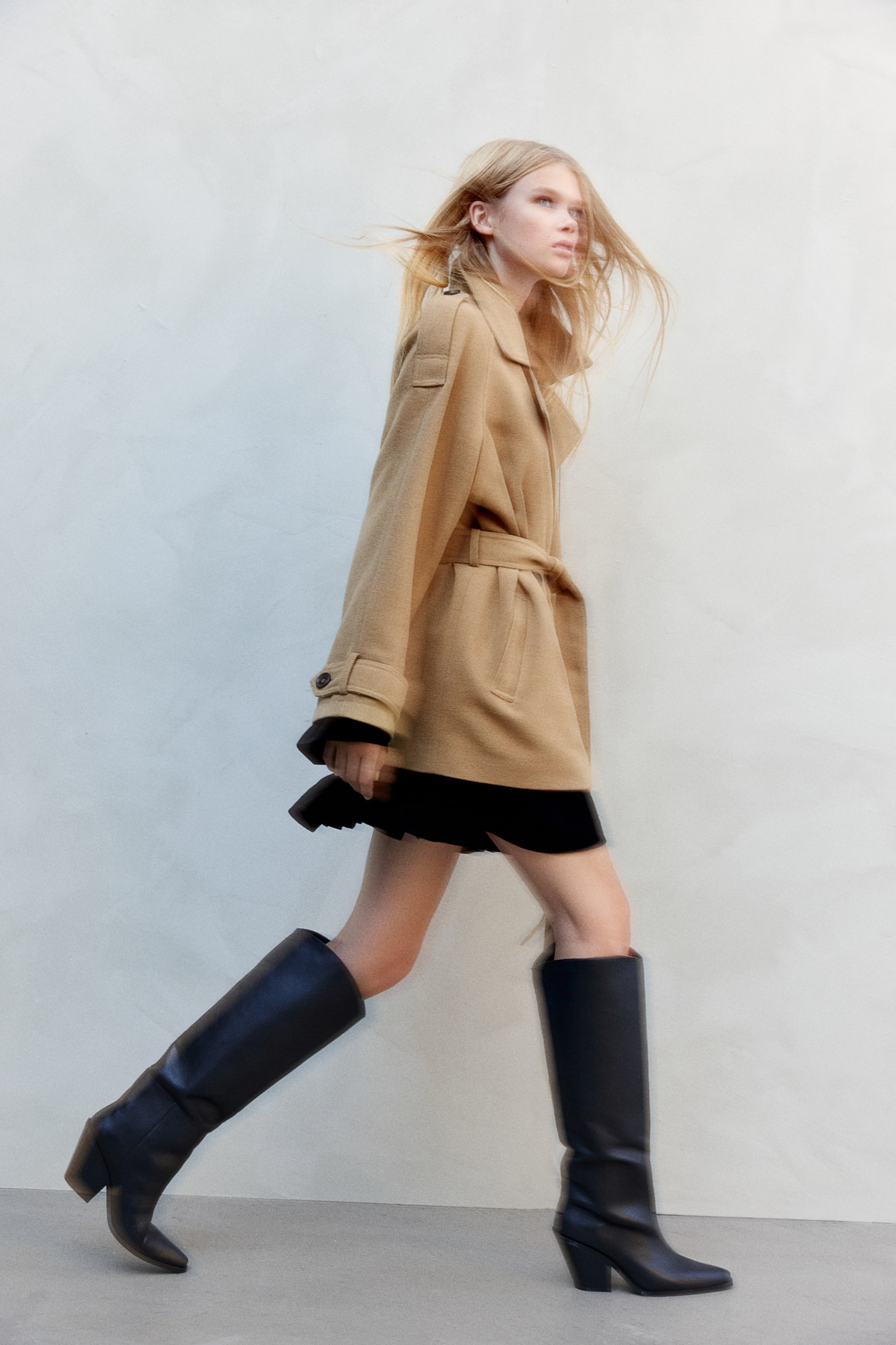 Short felted pea coat - Bege/Bege claro/Preto/Cinzento escuro mesclado - 1