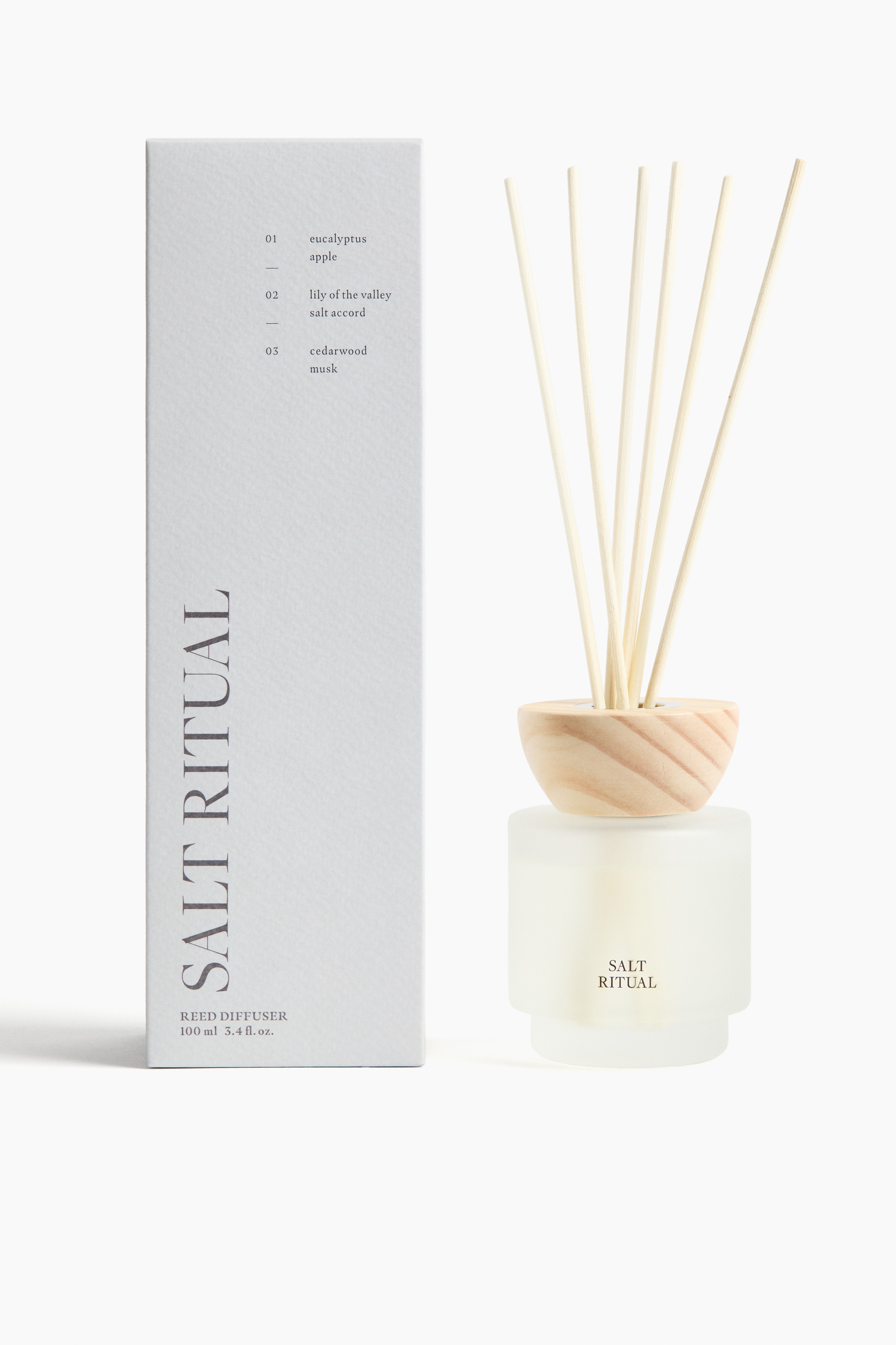 Frosted-glass reed diffuser - Salt Ritual/Patchouli Field/Lavender Mist/Hinoki Woods