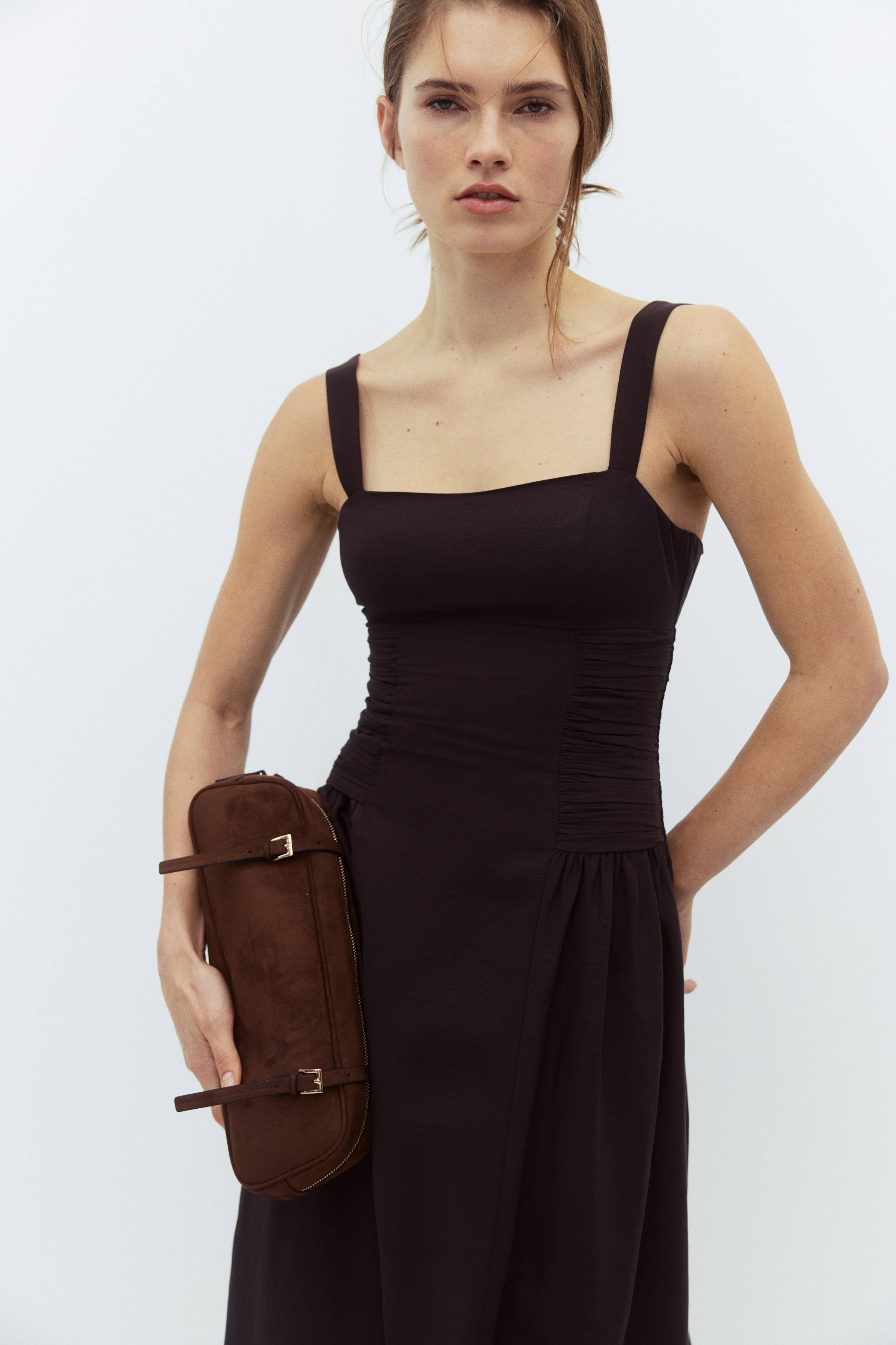 Linen-blend strappy dress