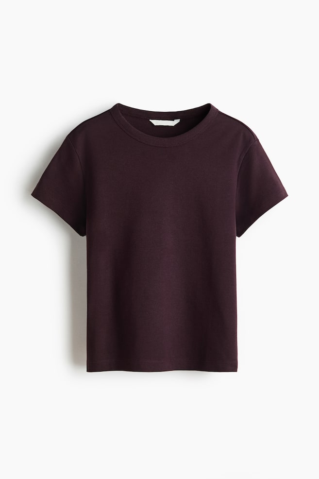 Cotton T-Shirt - Burgundy/White/black striped/Red/White/Black/Brown/Yellow/striped/Light beige/black striped/Dark gray melange - 1