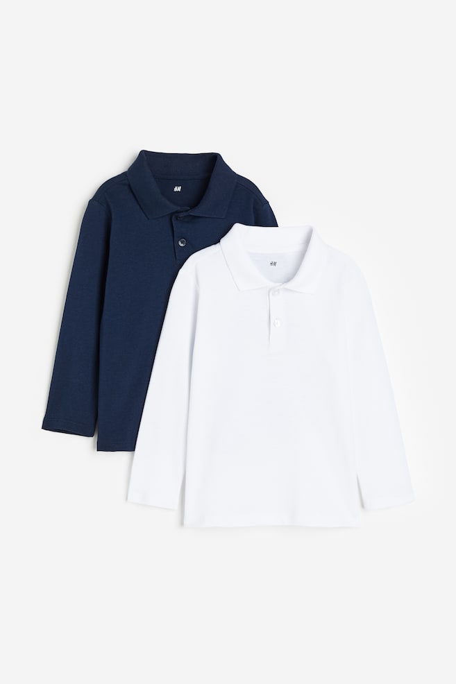 2-pack cotton jersey polo shirts - Navy blue/White - 1