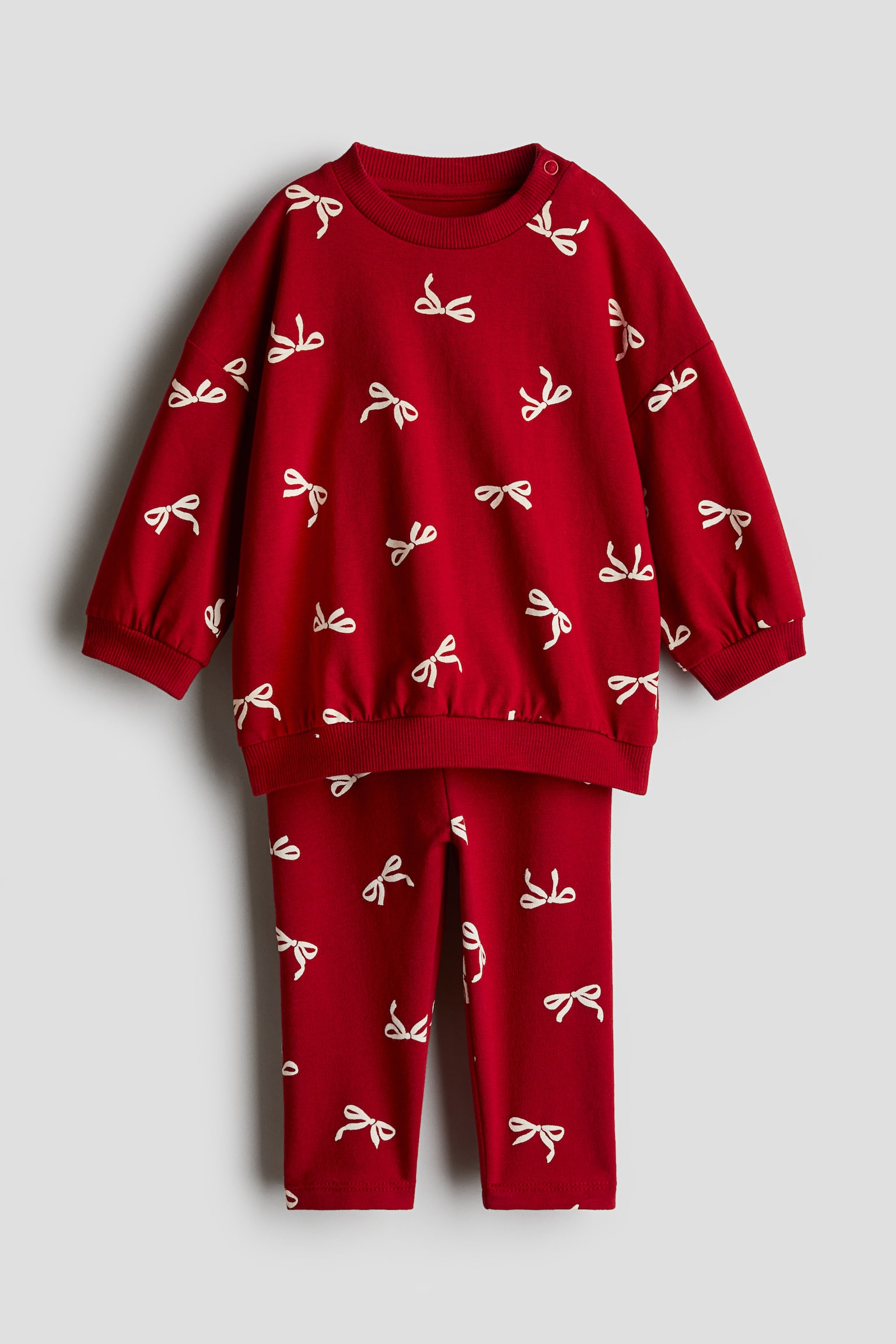 2-piece sweatshirt and leggings set - Red/Bows - 1